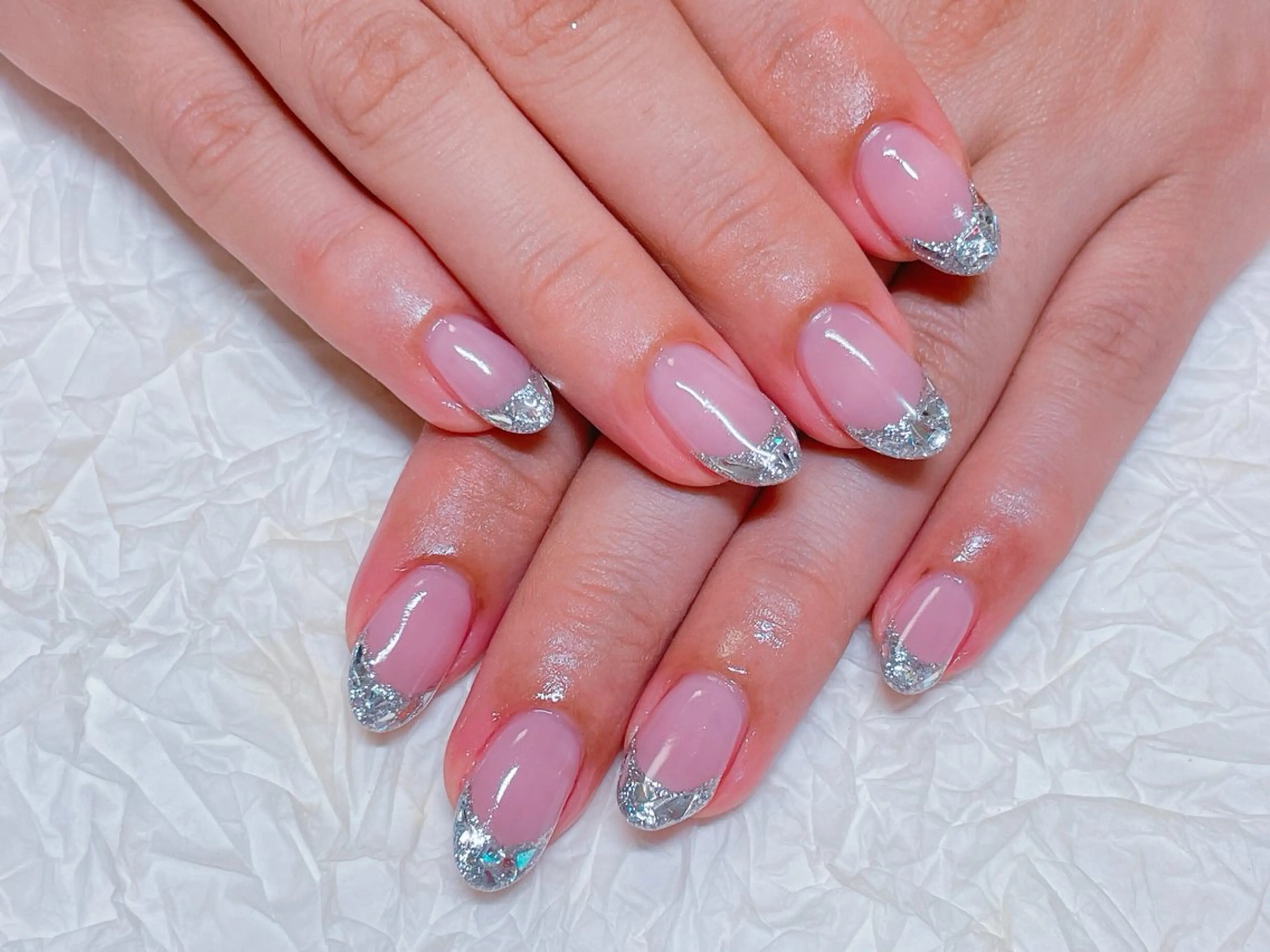 ネイル アートネイル チークネイル フレンチネイル ジェルネイル ガラスフレンチ ハンドネイル ハンドケア ゆ か_Nails💫のネイルデザイン