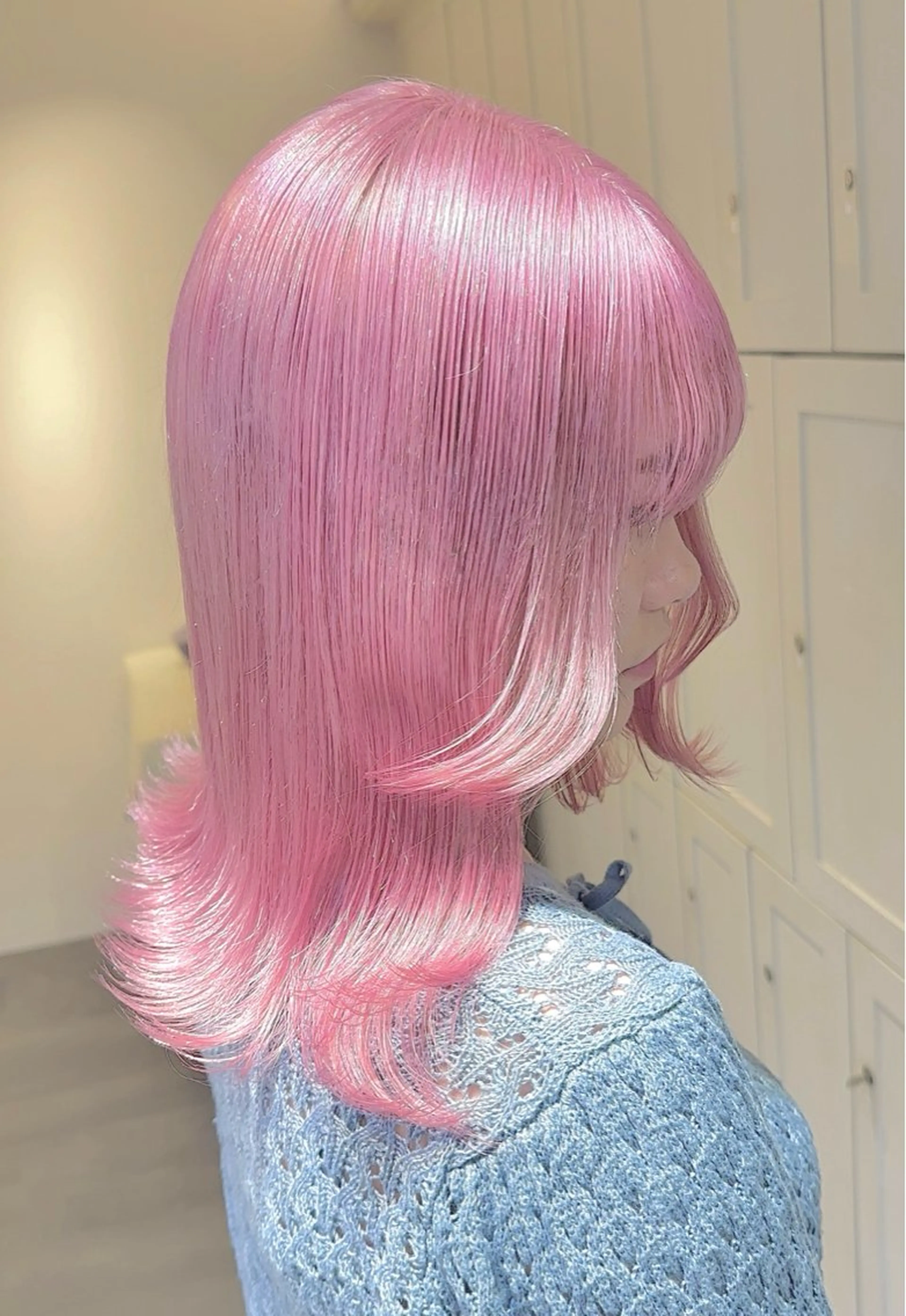 セミロング カラー ブリーチ ケアブリーチ ハイトーンカラー ピンクカラー ヘアカラー トリートメント Beleza Shibuya所属・ヒロミ/ミルクティー /ブロンド/ピンクのヘアスタイル