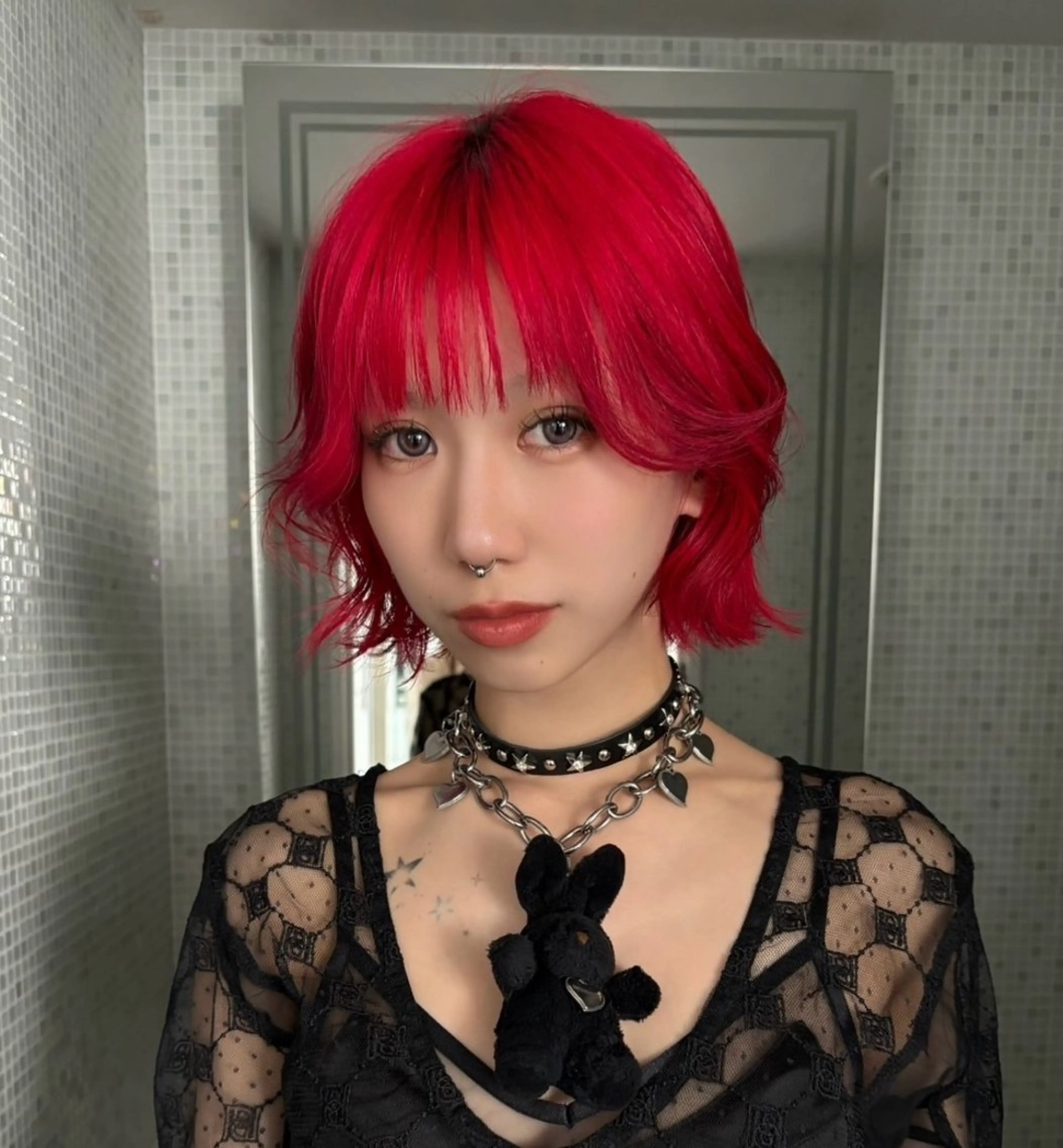 ミディアム カラー ヘアカラー トリートメント こだわりハイトーン/ ケアブリーチ/岸のヘアスタイル