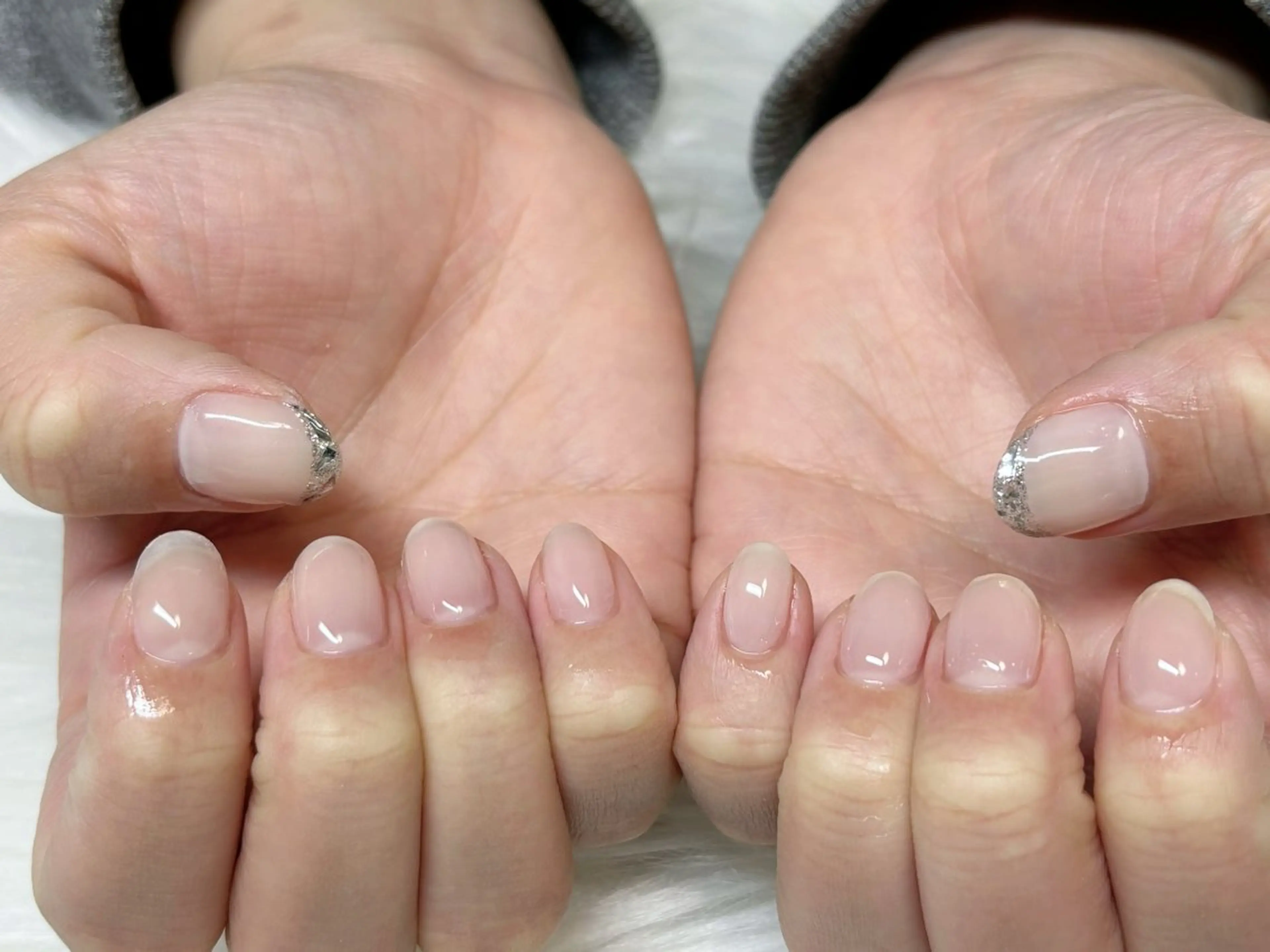 ネイル フレンチネイル ガラスフレンチ シンプルネイル ハンドネイル Yappy kurumiのネイルデザイン