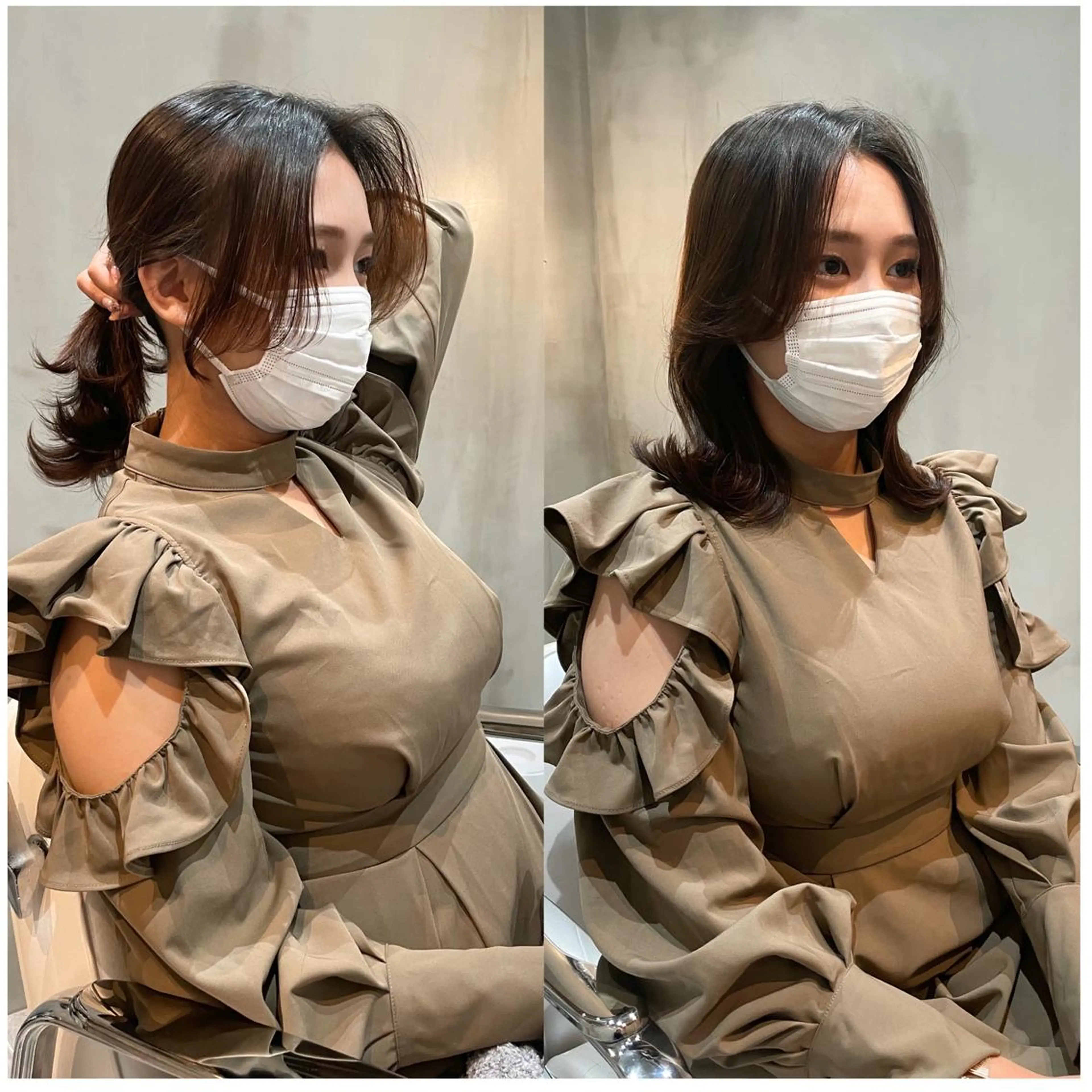 ミディアム 顔まわりレイヤー 顔周りカット 韓国風ヘア レイヤーカット LOMA🇰🇷 銀座クボタのヘアスタイル