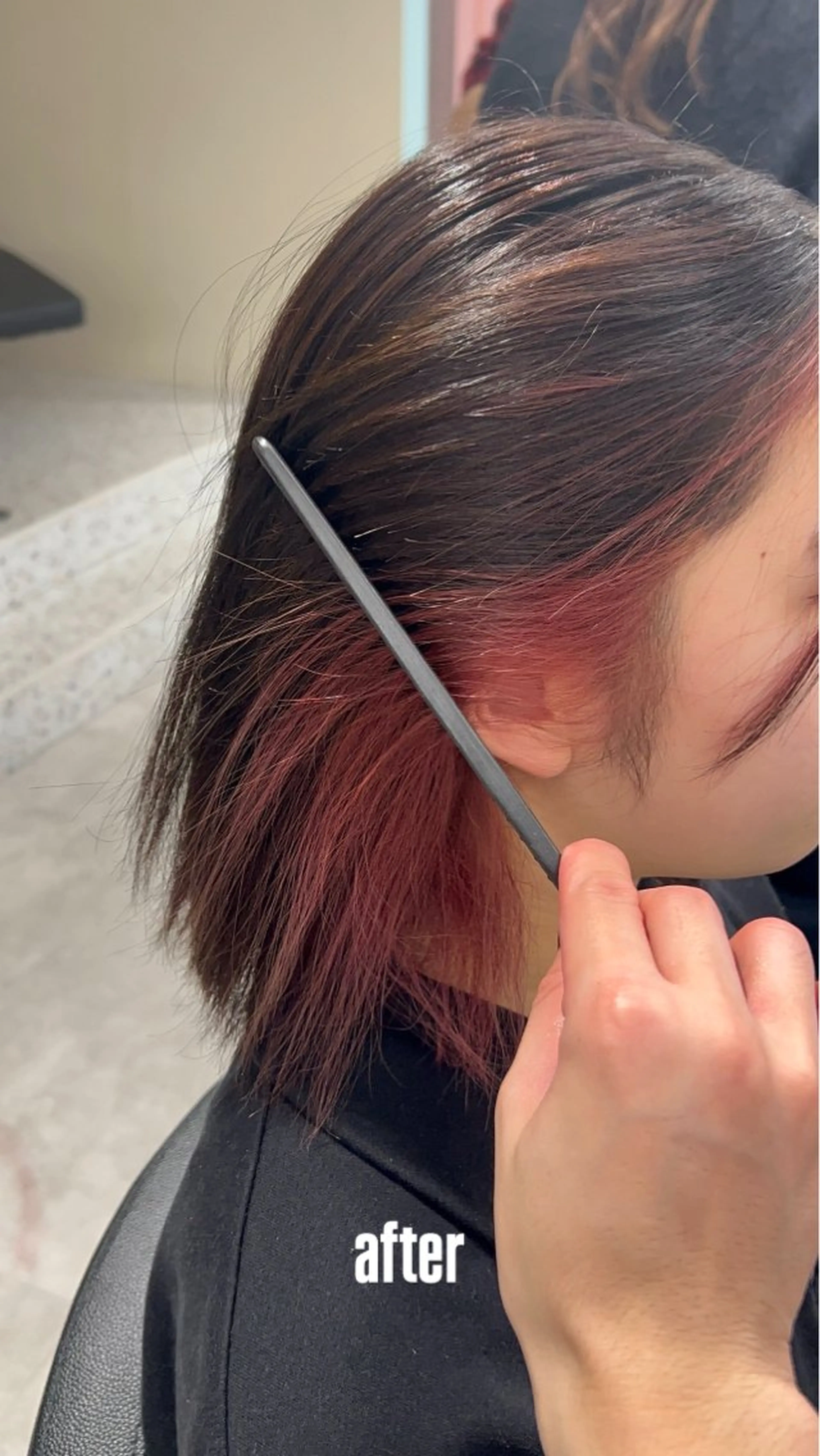 セミロング カラー エフェクトブリーチ／ レイヤーカット／翔のヘアスタイル