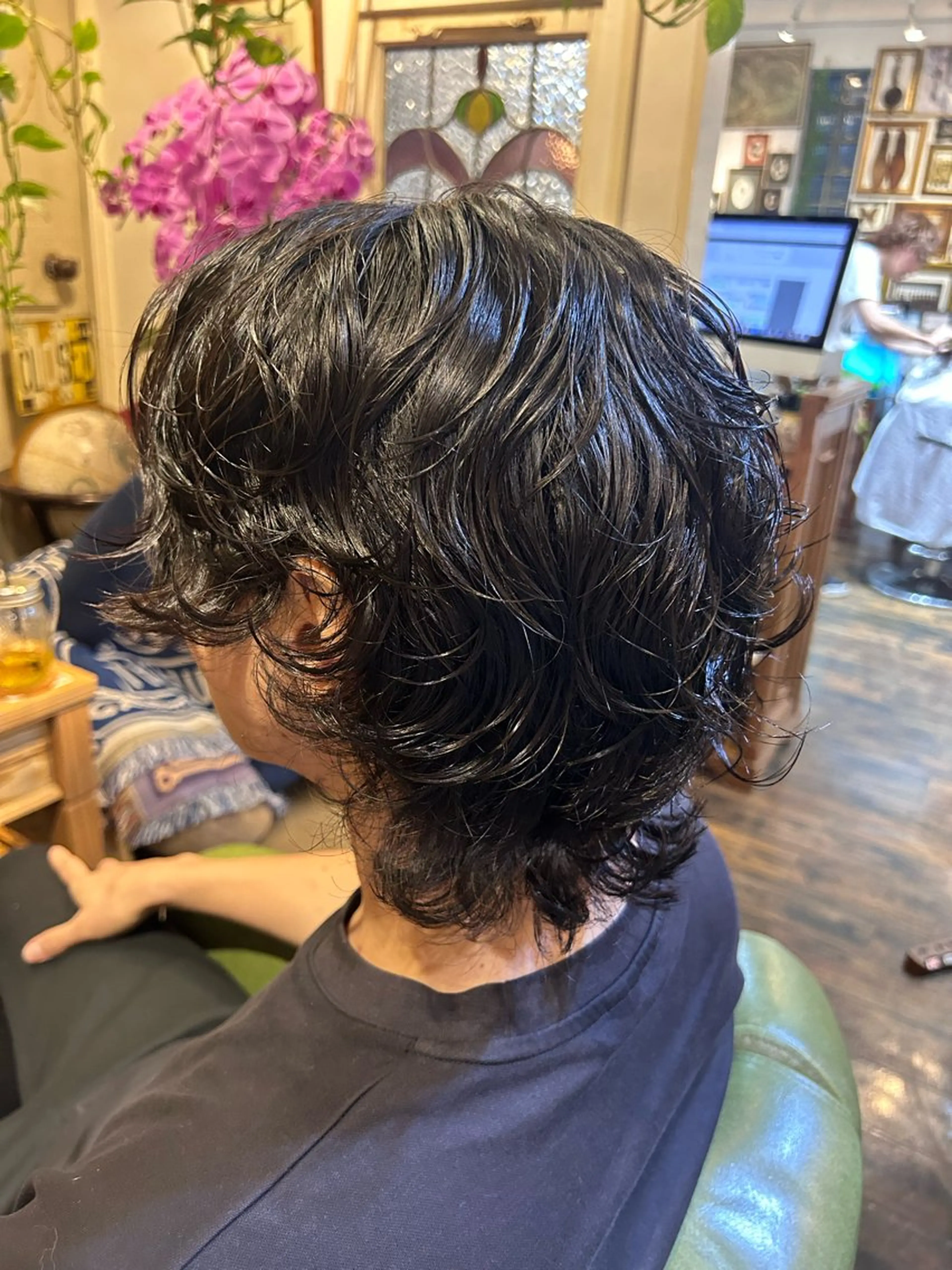 ショート パーマ メンズ メンズパーマ メンズウルフカット ウルフカット カット パーマ 清水千優/パーマ/透 明感カラー/メンズのヘアスタイル