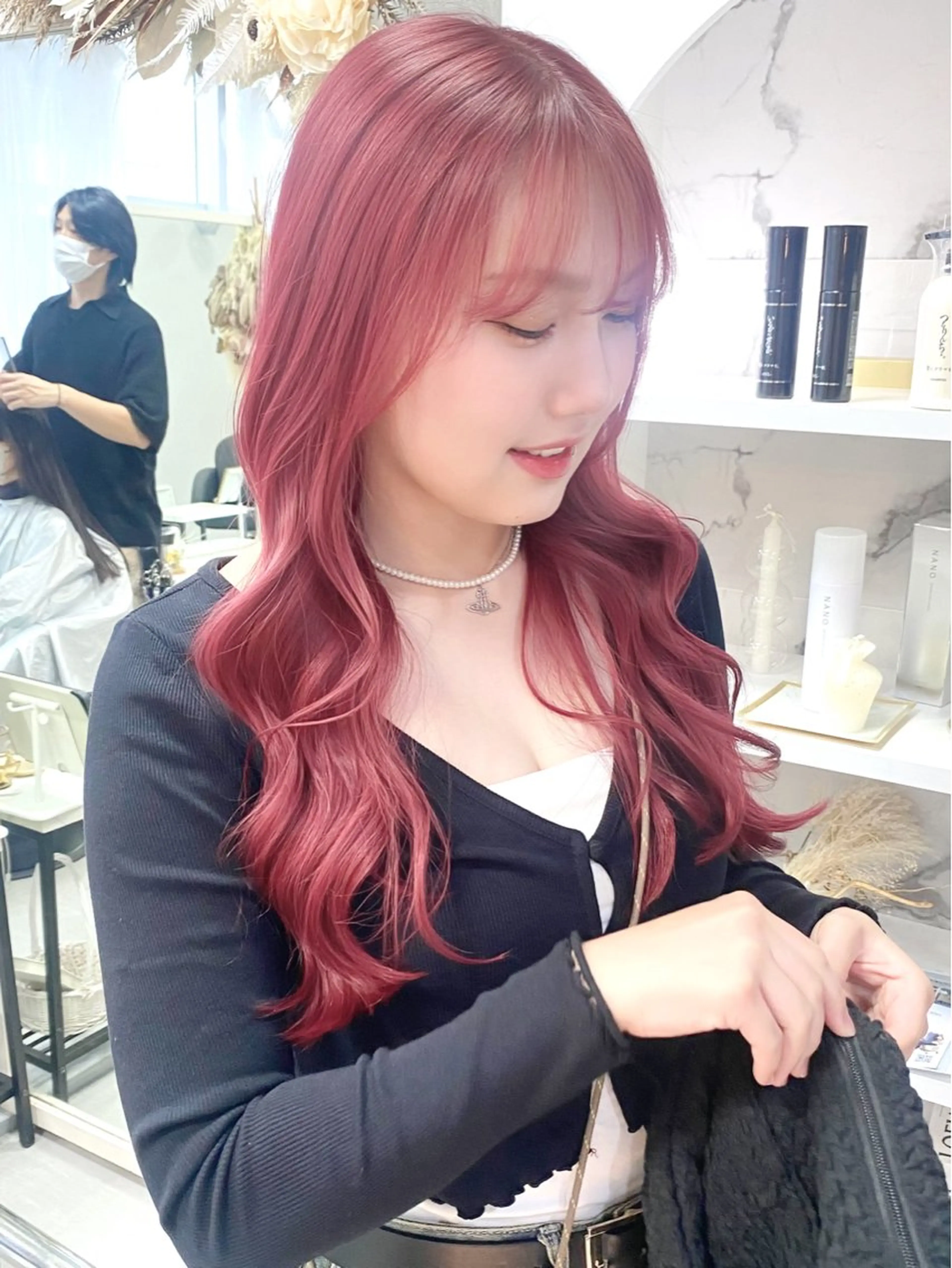 カラー レッドカラー ヘアカラー ‎XELM高崎‎‎‎ ‎‎🤍Kyoka‎のヘアスタイル