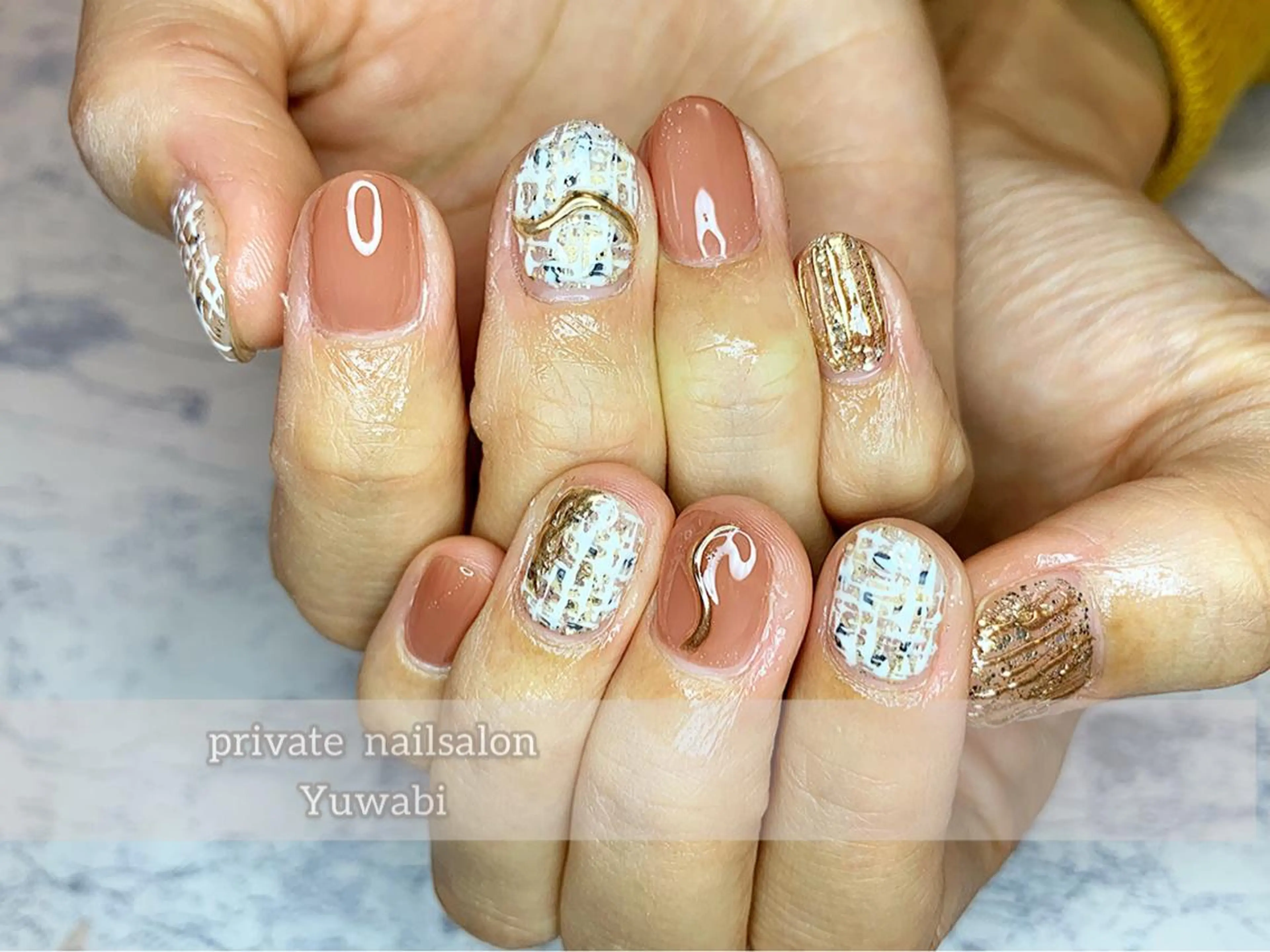 ネイル ツイードネイル ハンドネイル フットネイル Yuwabi Nail所属・Mimore ミモア 水戸のネイルデザイン