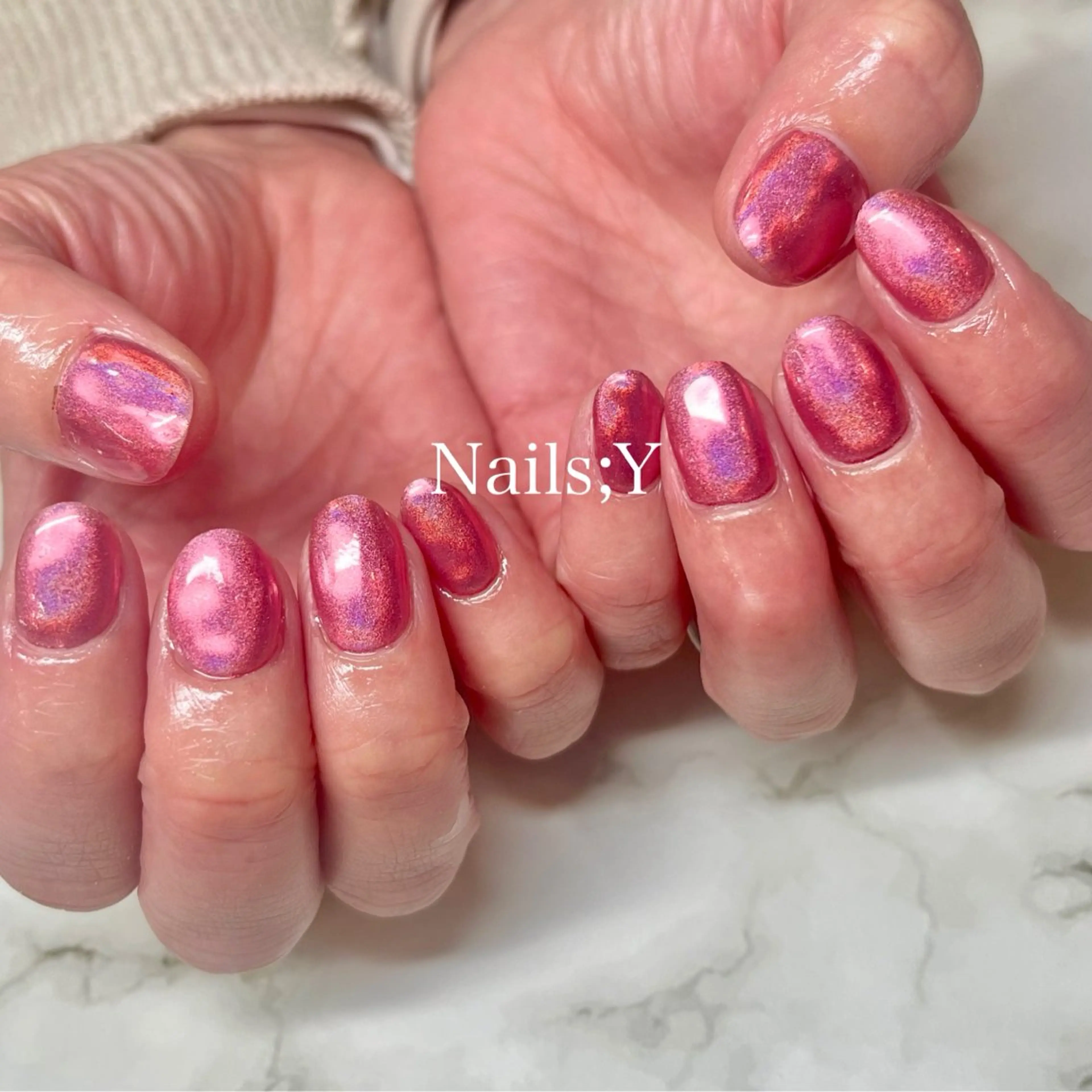 ネイル ミラーネイル ピンク yo koのネイルデザイン