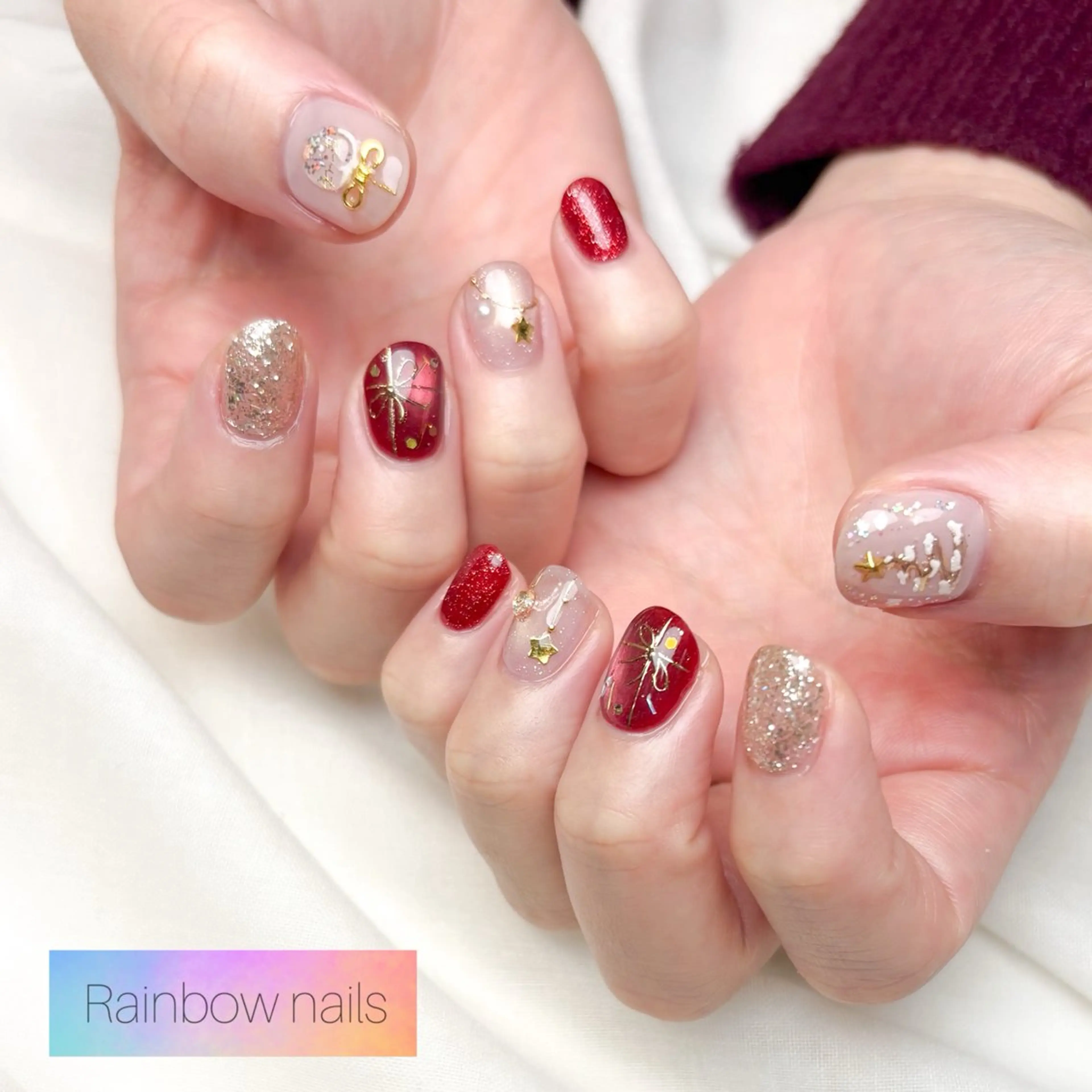 ネイル ハンドネイル Rainbow nailsくろちゃんのネイルデザイン