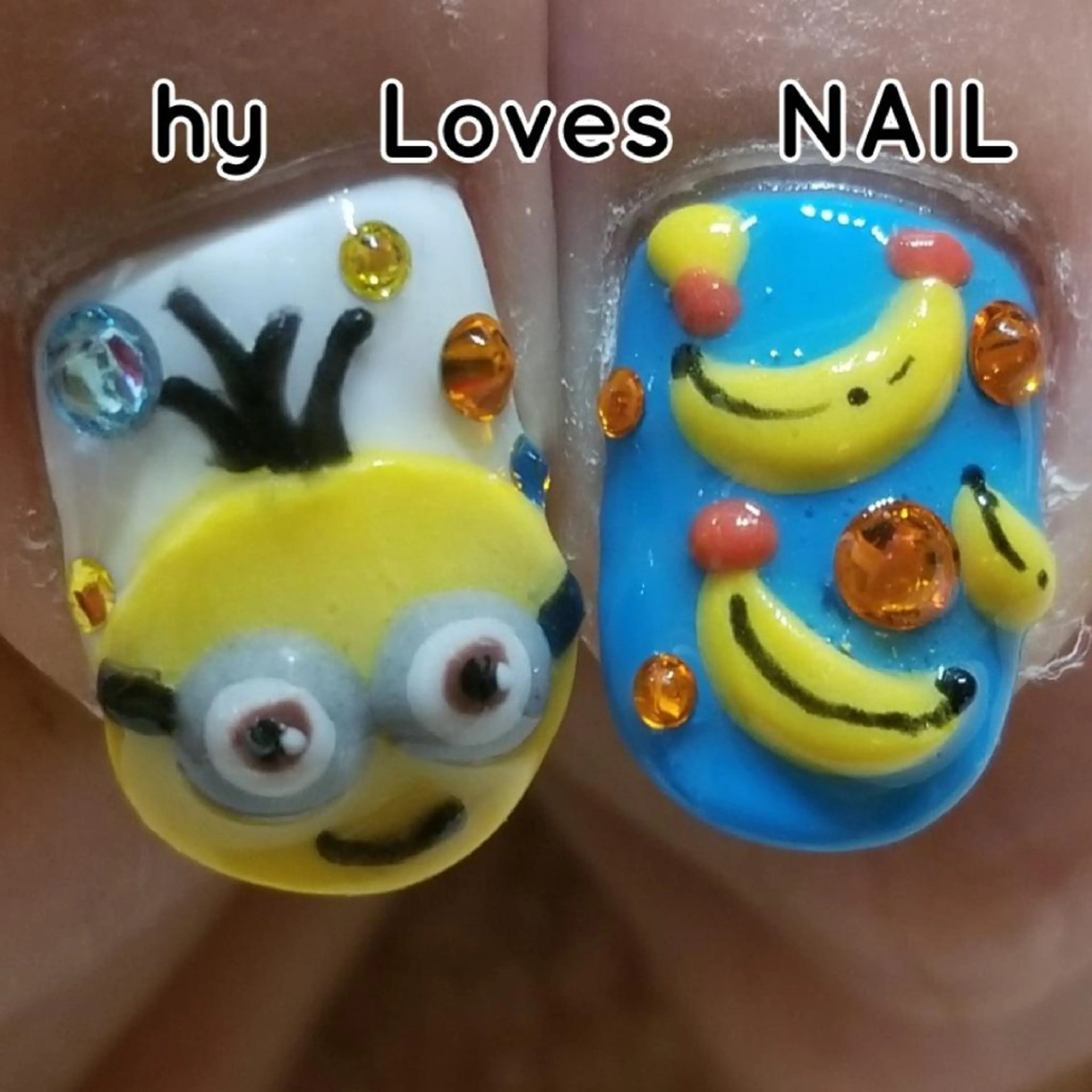 ネイル ブルー ストーンネイル ハンドネイル よしだ ひろきのネイルデザイン