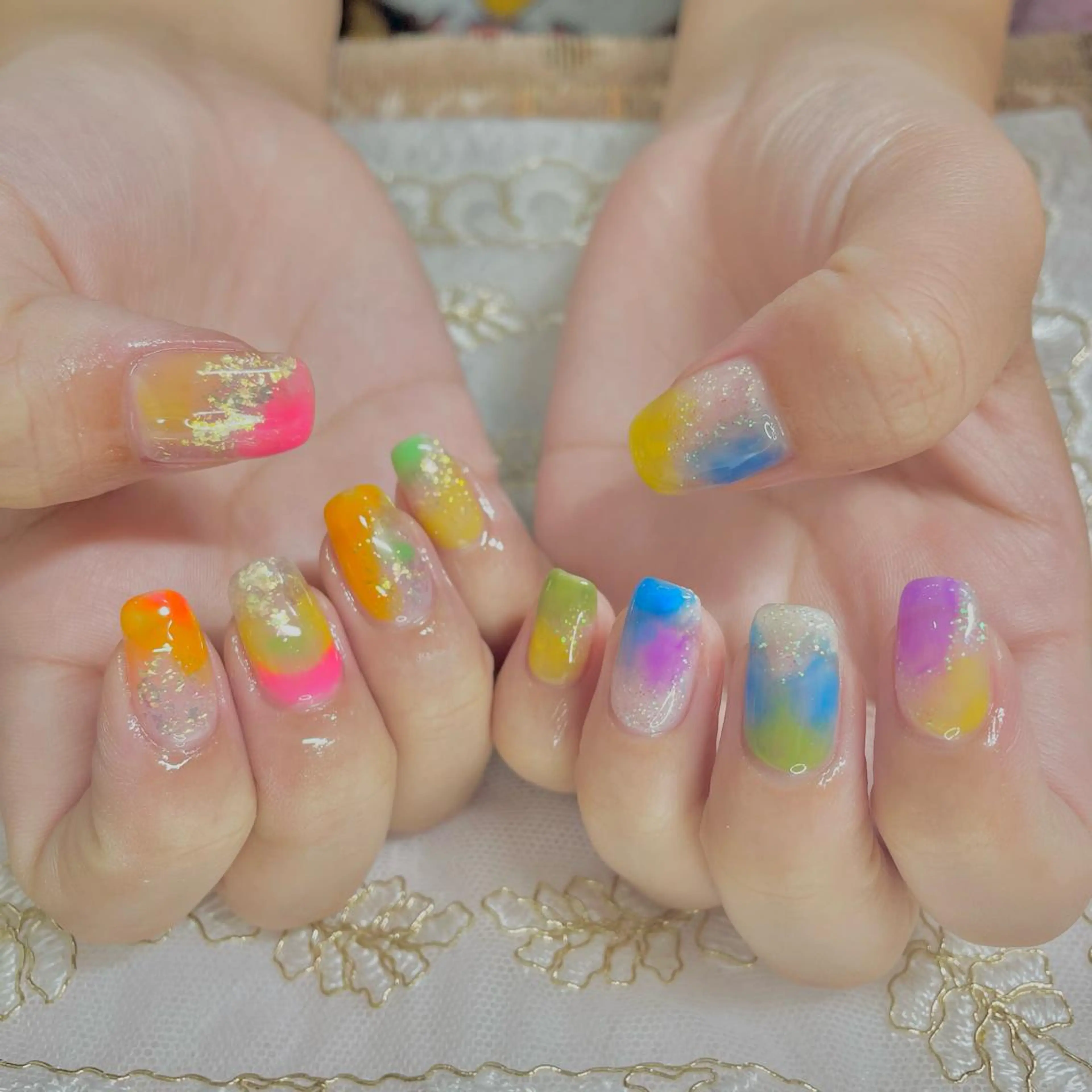 ネイル アートネイル オーロラネイル ジェルネイル 氷ネイル・うるうるネイル 韓国ネイル J terrace Nailのネイルデザイン