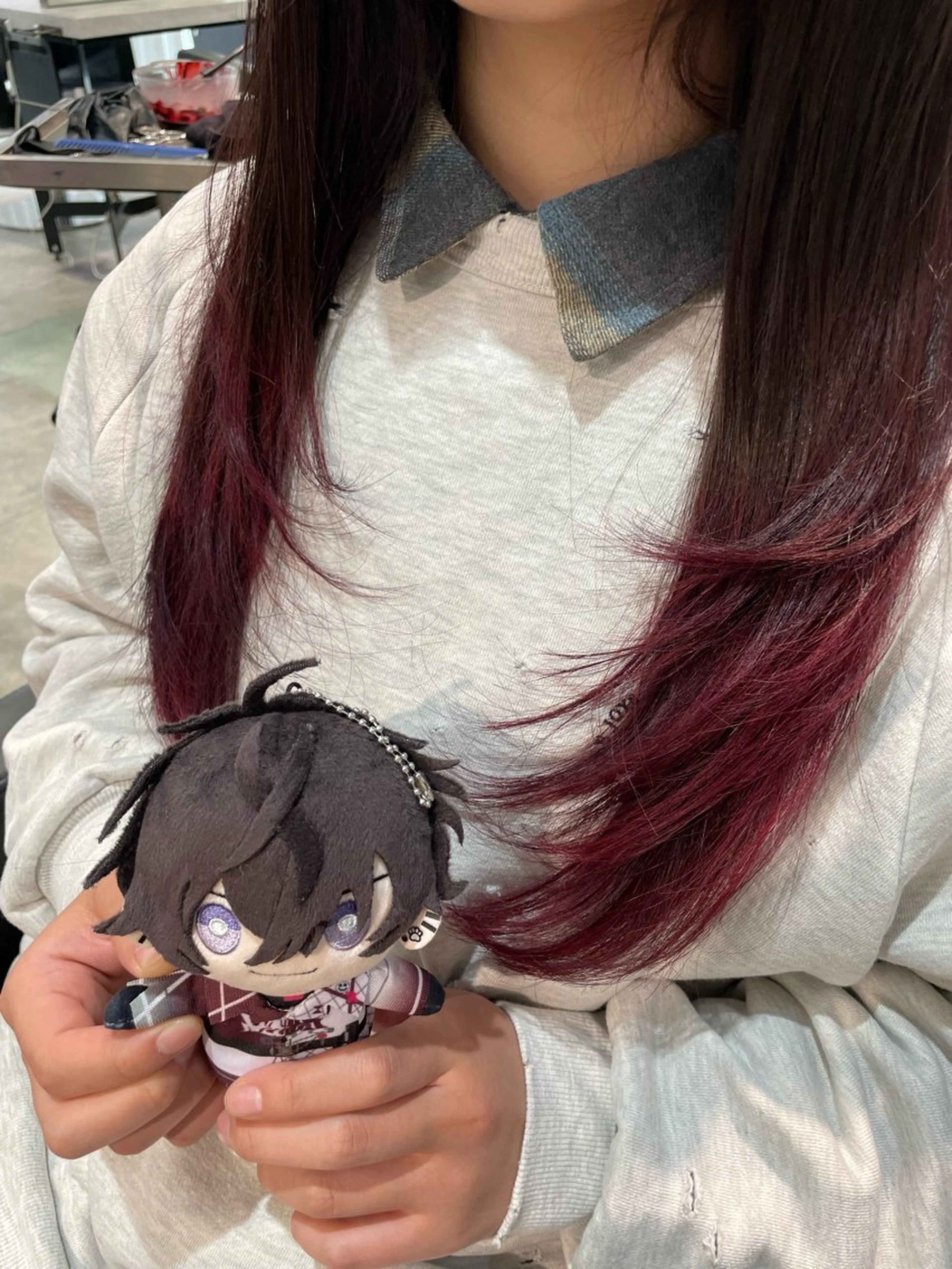 ロング カラー ボルドーカラー グラデーションカラー レッドカラー ヘアカラー インナーカラー/推し ウルフ/アニメカラーのヘアスタイル