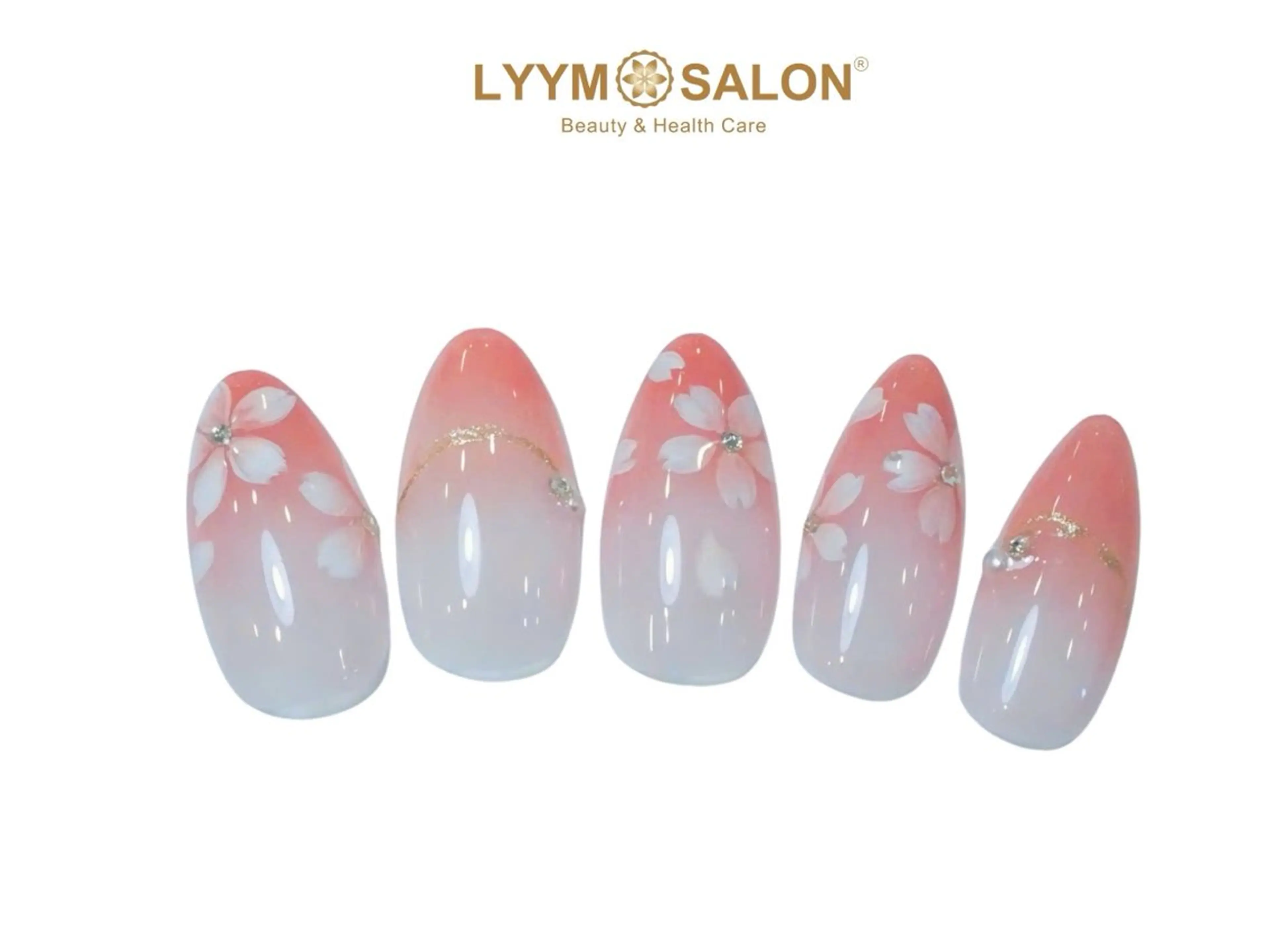 ネイル ブルー 桜ネイル グラデーション 韓国ネイル ニュアンスネイル ハンドネイル LYYM Salonのネイルデザイン