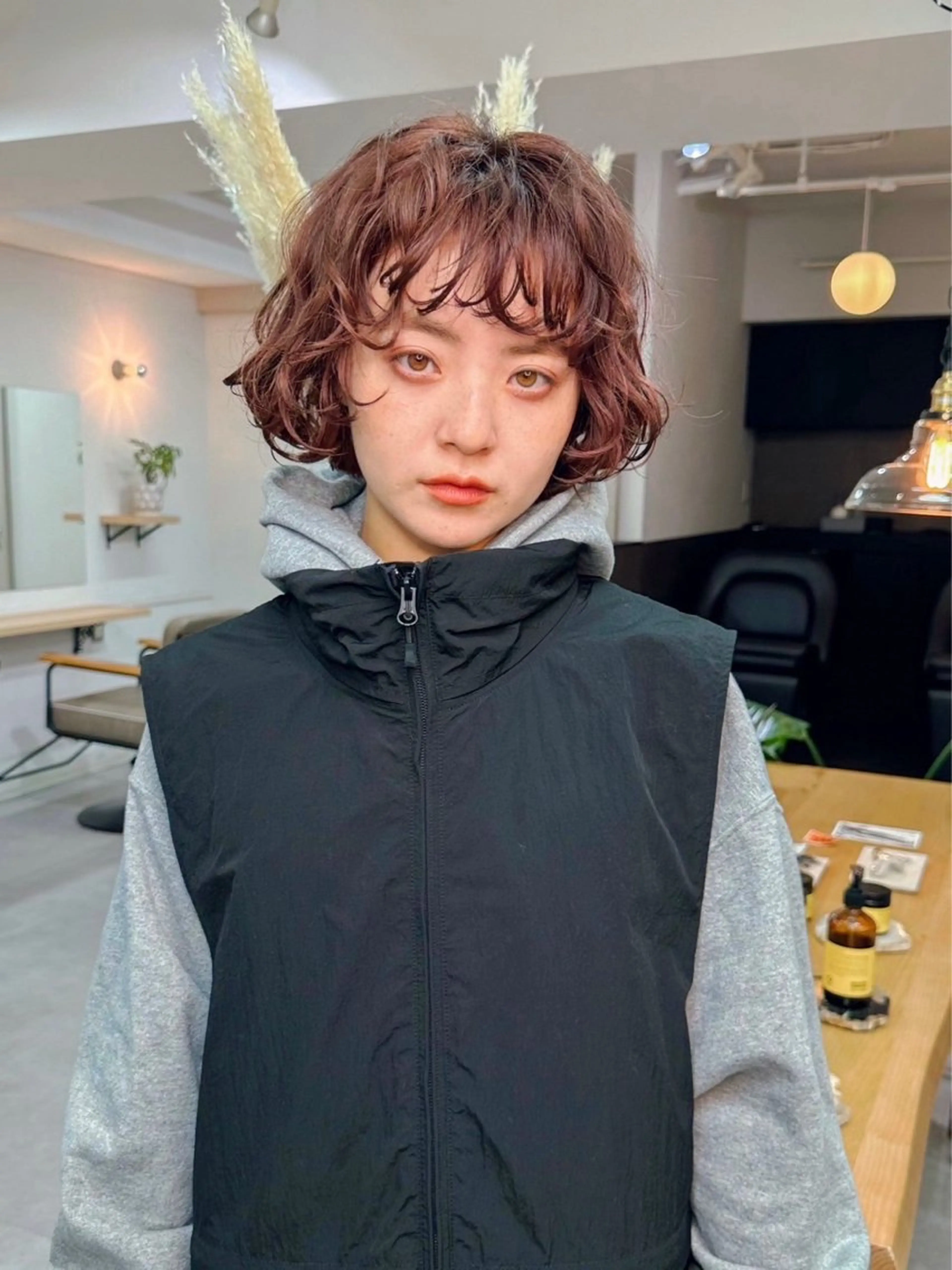 ショート カラー パーマ ボブ カット ヘアカラー パーマ トリートメント パーマ＊ 顔まわり似合わせのヘアスタイル