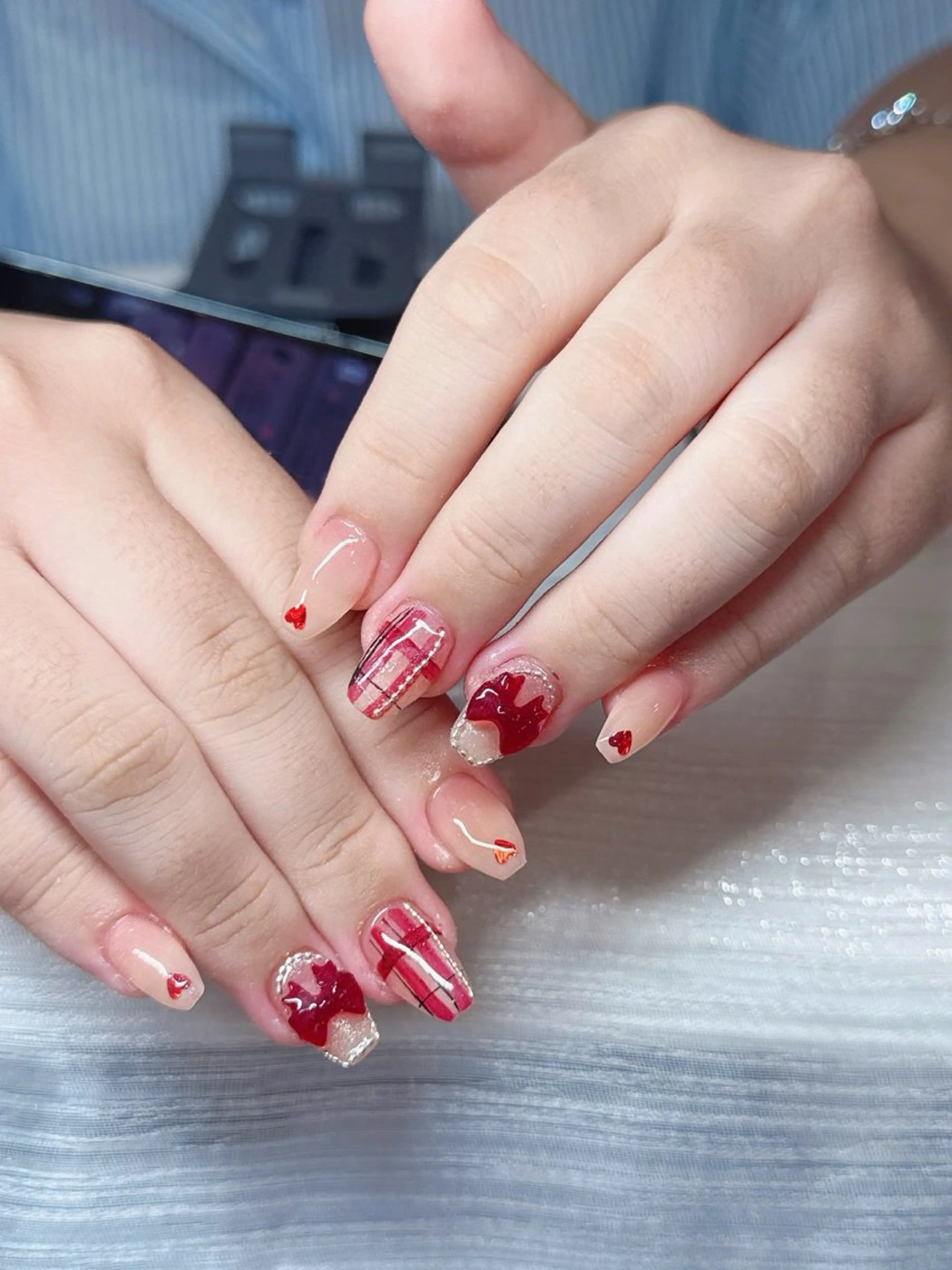 ネイル ハート 韓国ネイル 夏ネイル ワンホンネイル ハンドネイル gin ginのネイルデザイン