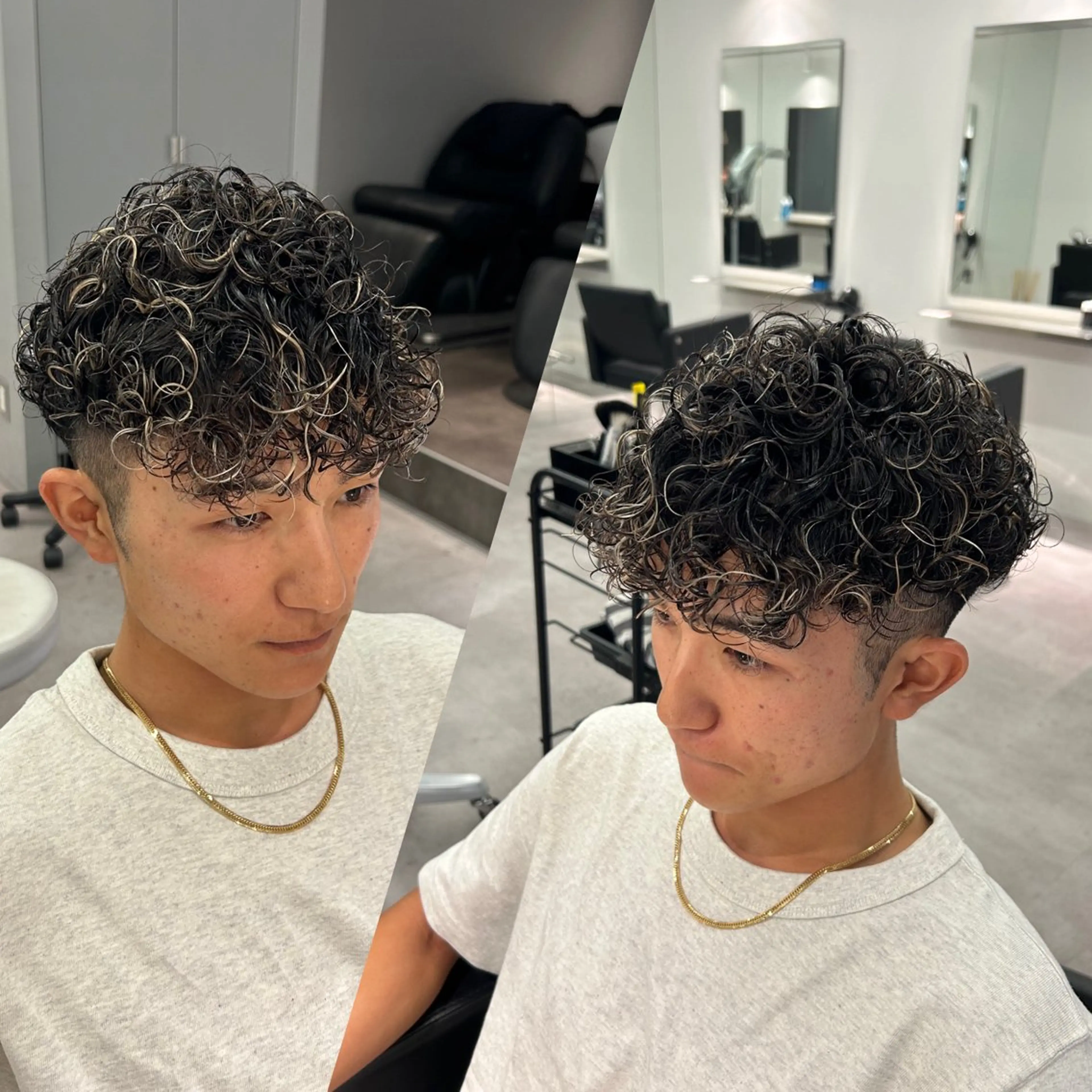 カラー パーマ メンズ R/🤎 パーマ＆ブリーチ🔥のヘアスタイル