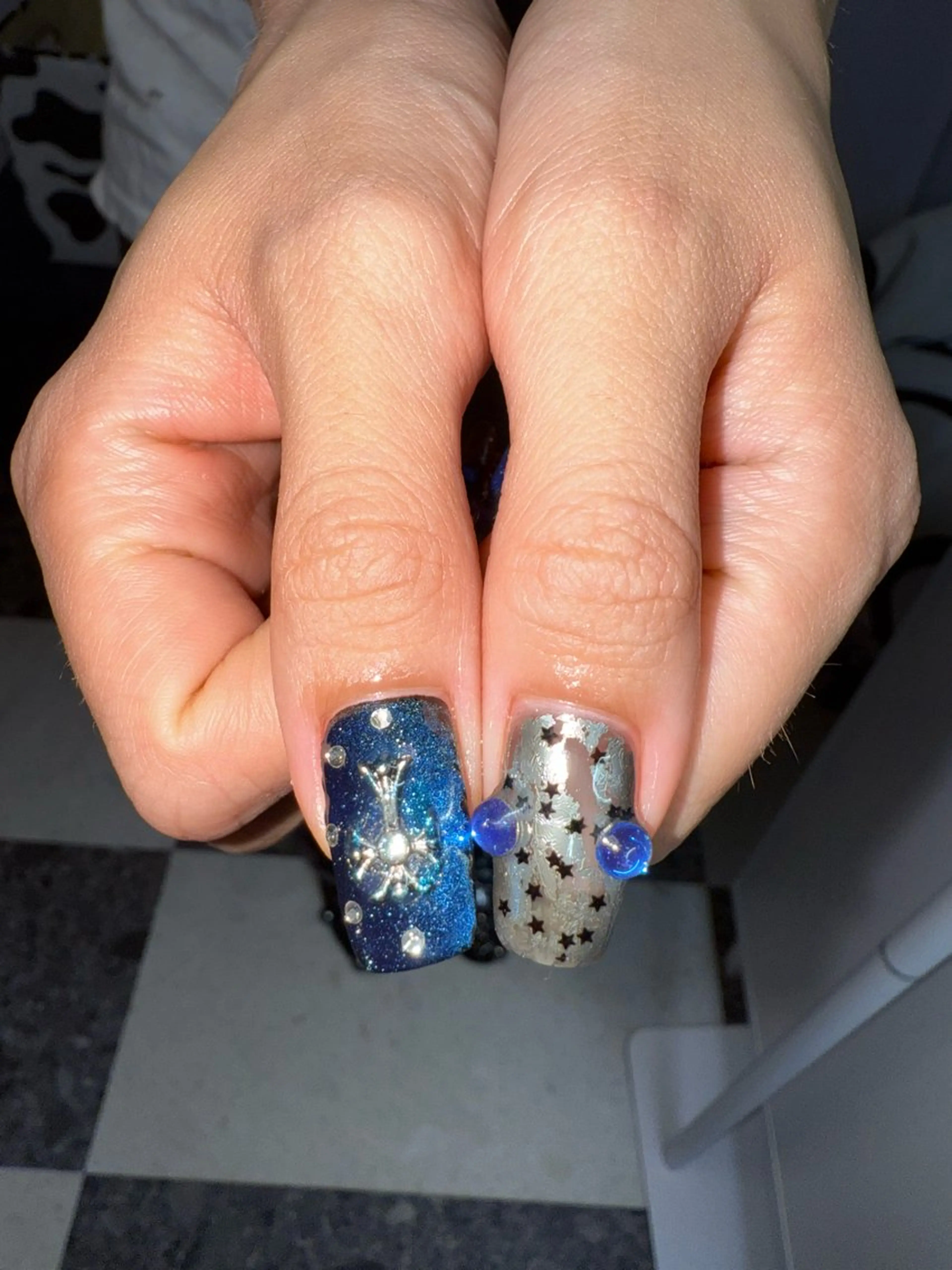 ネイル ブルー シンプルネイル ハンドネイル posa nail モエミのネイルデザイン