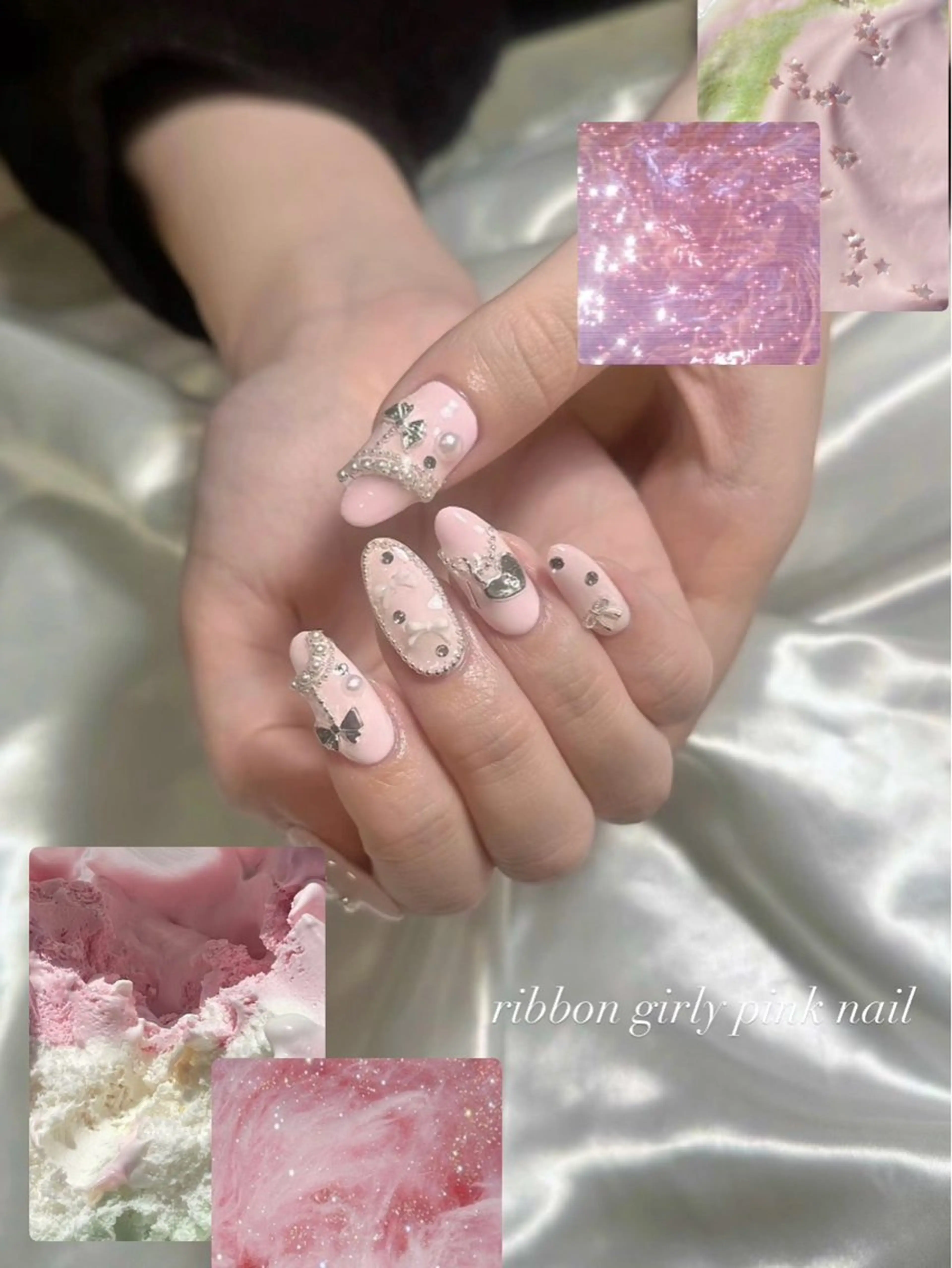 ネイル ハンドネイル tsuki🎀ワンホ ン🍒ガーリー🪄のネイルデザイン