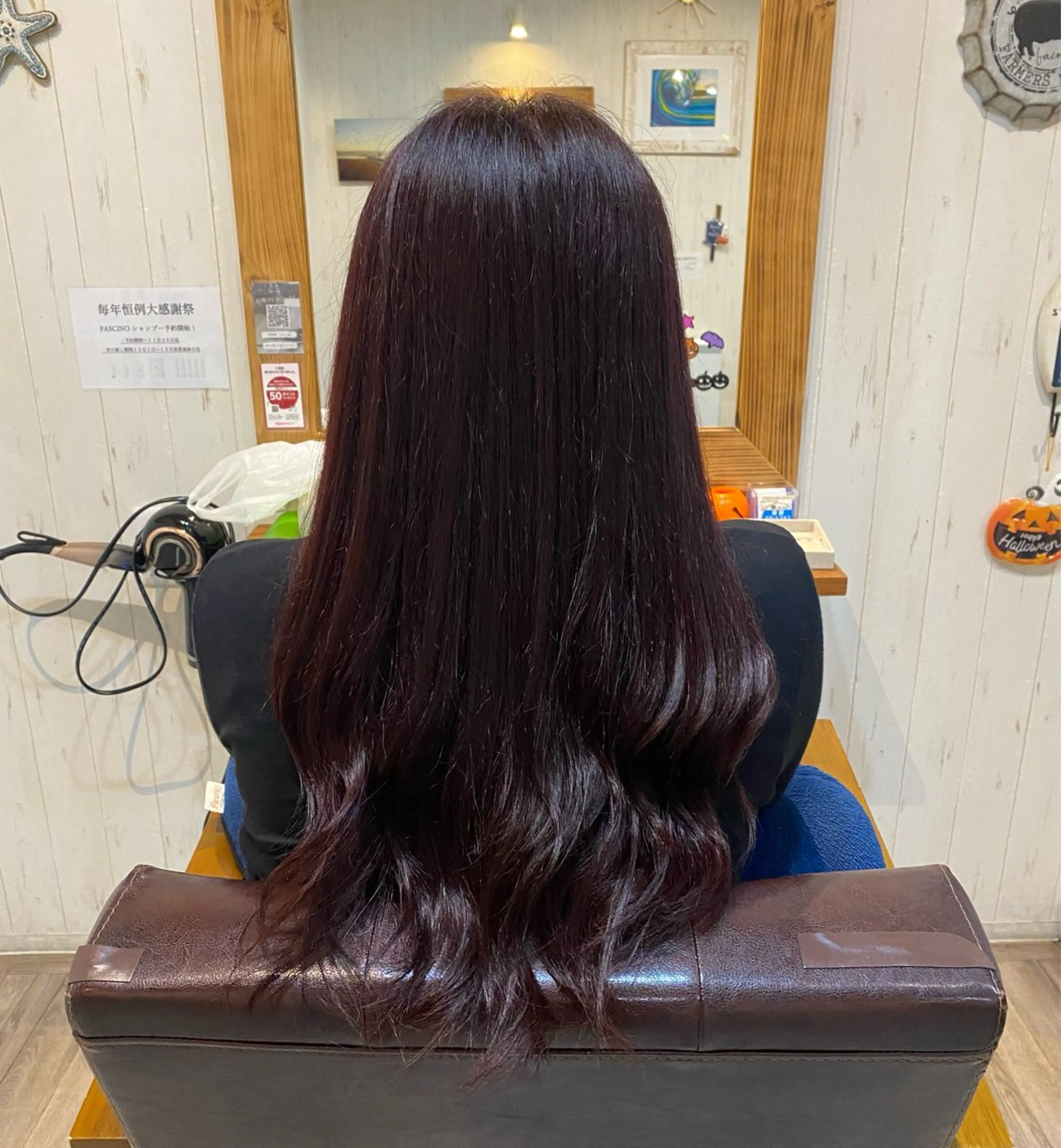 ロング カラー レッドカラー ヘアカラー FASCINO/ 蒔野千遥のヘアスタイル