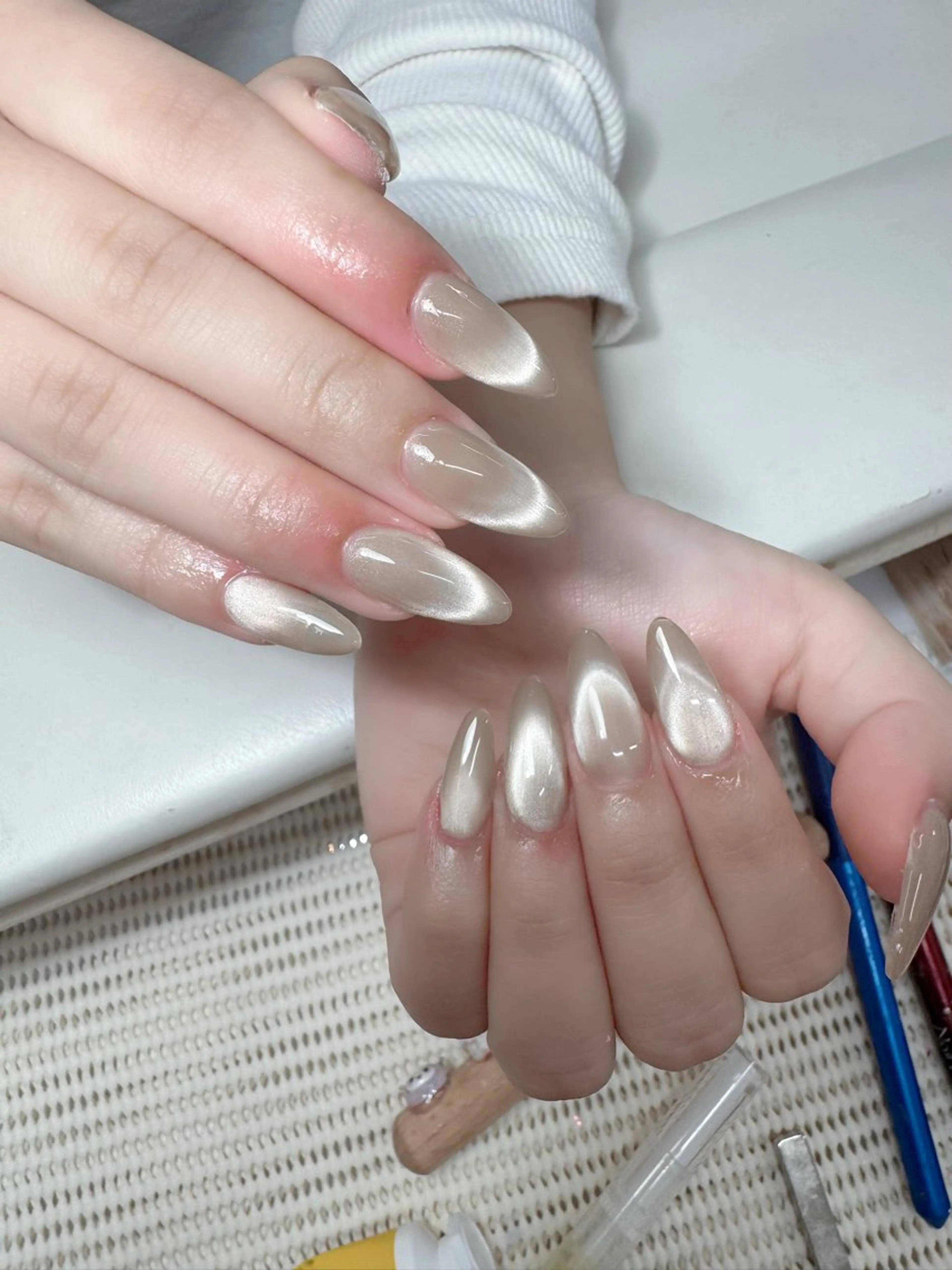 ネイル アートネイル チークネイル 氷ネイル・うるうるネイル 韓国ネイル マグネットネイル ハンドネイル NAILS168 チップ長さ出し専門店のネイルデザイン