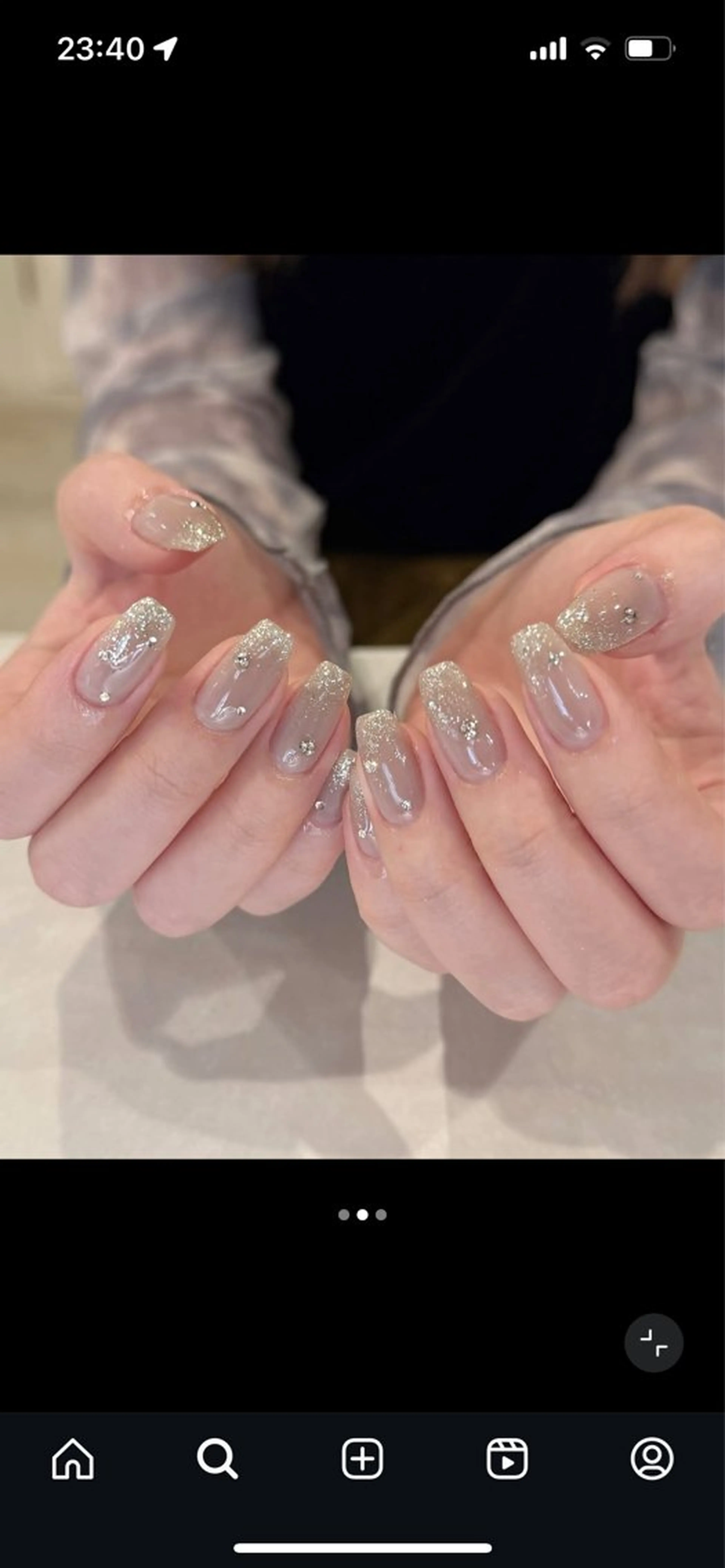 グラデーションネイル(カラー/ラメ)                                   ベース一回塗りの写真