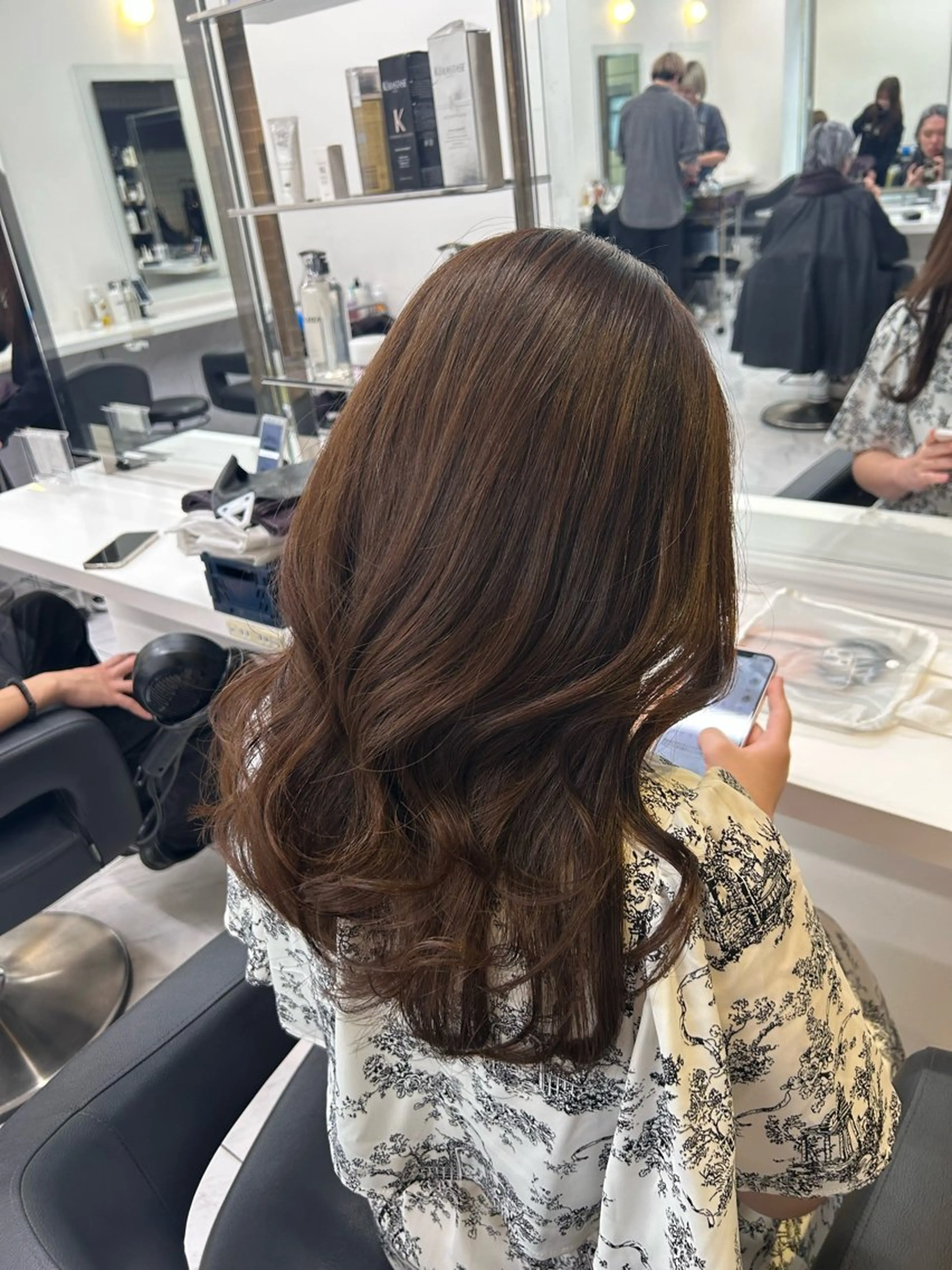 ロング カラー パーマ ヘアアレンジ メンズ キッズ ブリーチなしカラー/ ブラウン/レイヤーのヘアスタイル