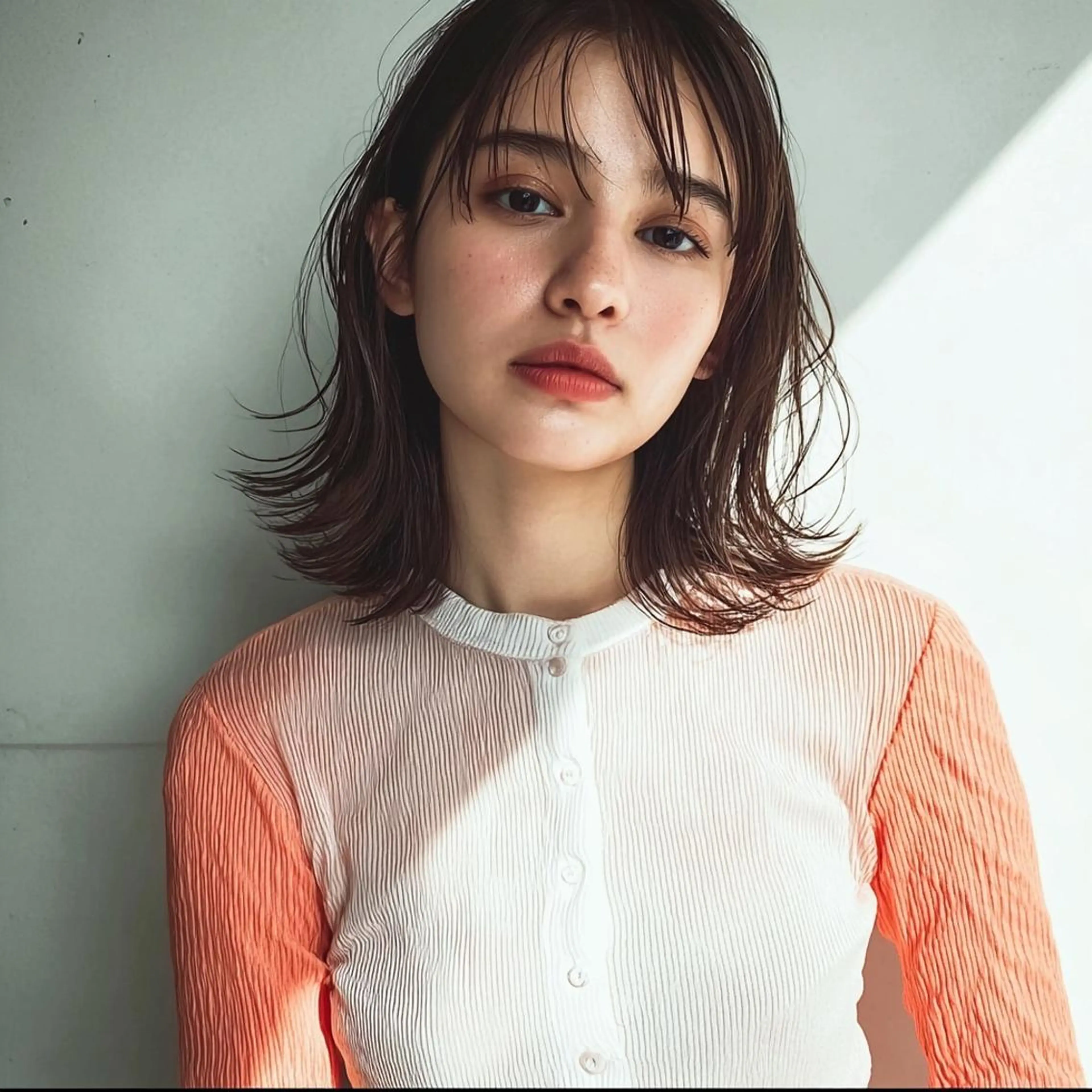 ミディアム 韓国レイヤーカット✨ 縮毛矯正　原田 優作のヘアスタイル