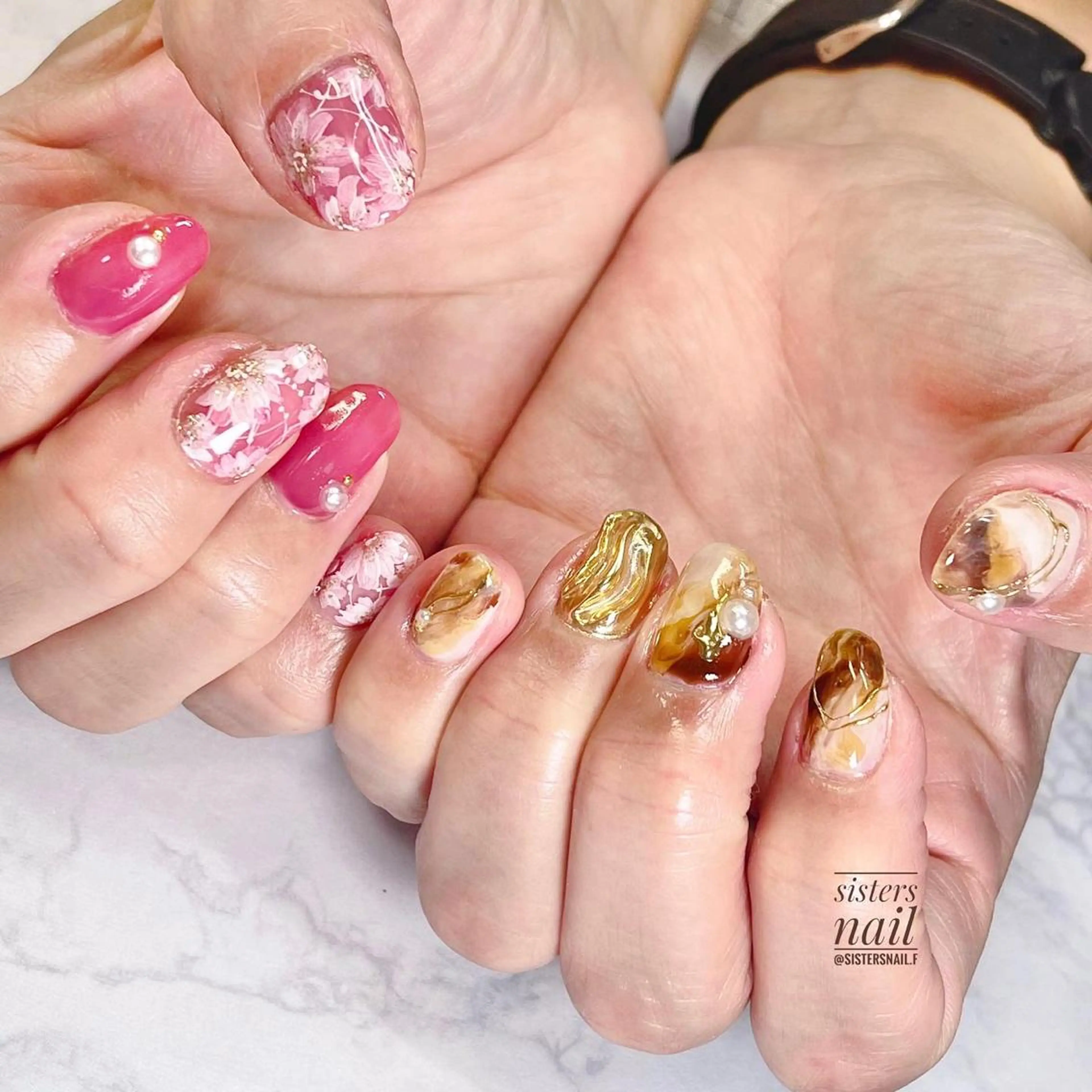 ネイル アートネイル フラワーネイル ニュアンスネイル sisters nail.fのネイルデザイン