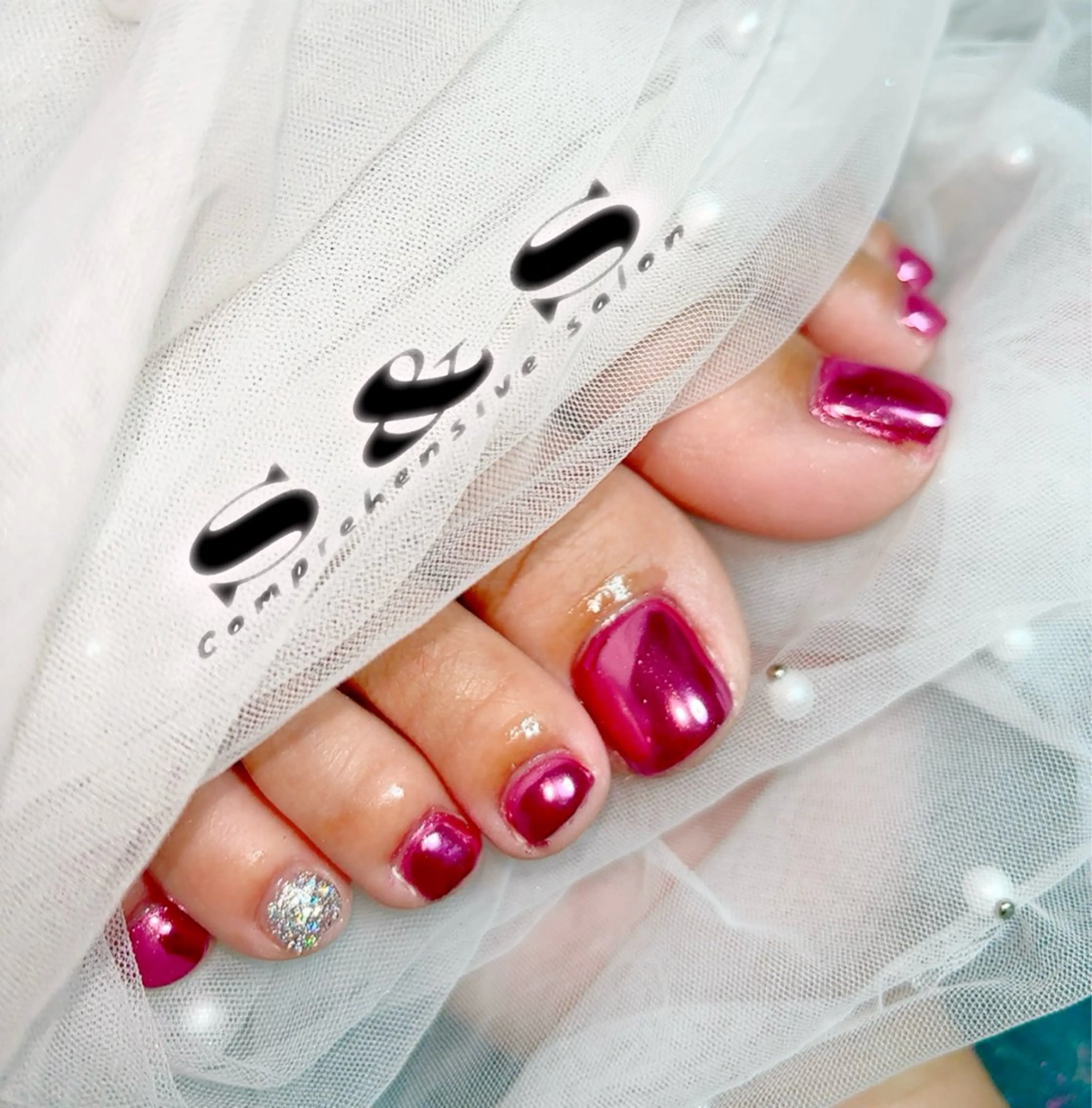 ネイル 長さ出し メンズネイル ミラーネイル 持ち込み 夏ネイル S&S 村田小百合のネイルデザイン