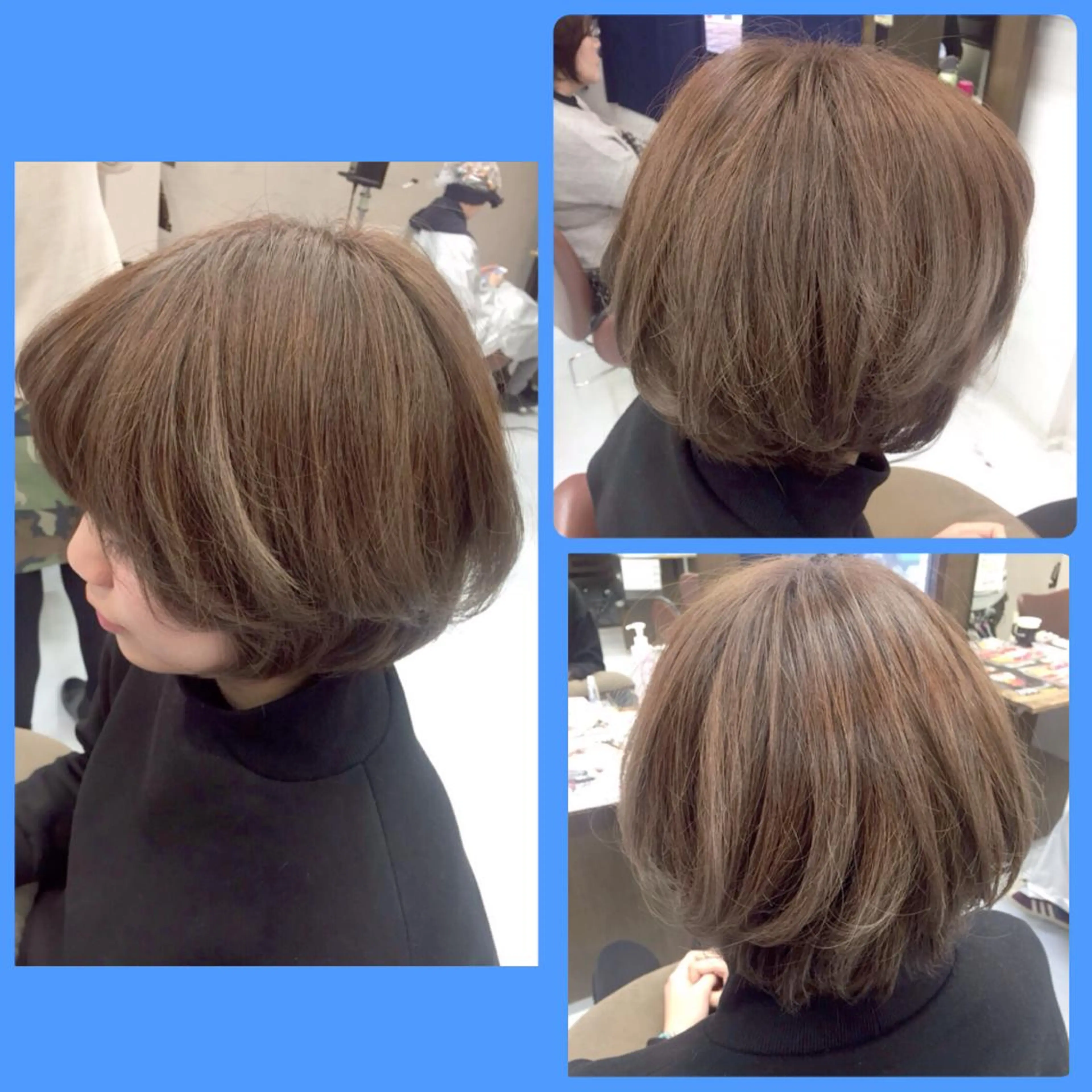 ショート カラー ボブレイヤー アッシュ ブリーチ ブルーカラー ブルーアッシュ 韓国ヘア得意❤︎森澤 悠佳のヘアスタイル