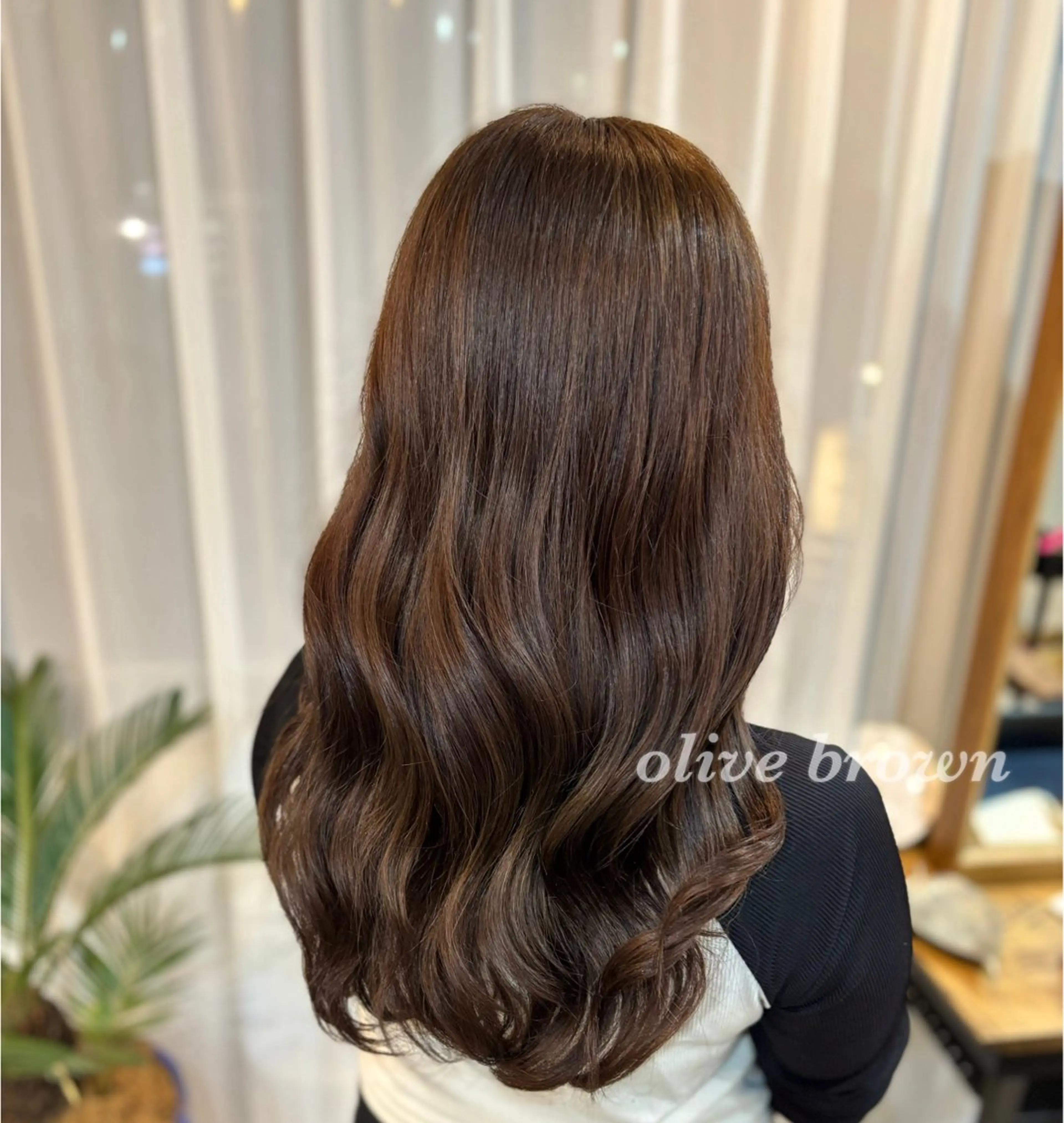 ロング カラー ブリーチ ブラウンカラー ダブルカラー ブリーチなしカラー オリーブブラウン ヘアカラー 仙台東口美容室/ まつパ🎀yukaのマツエク・マツパデザイン