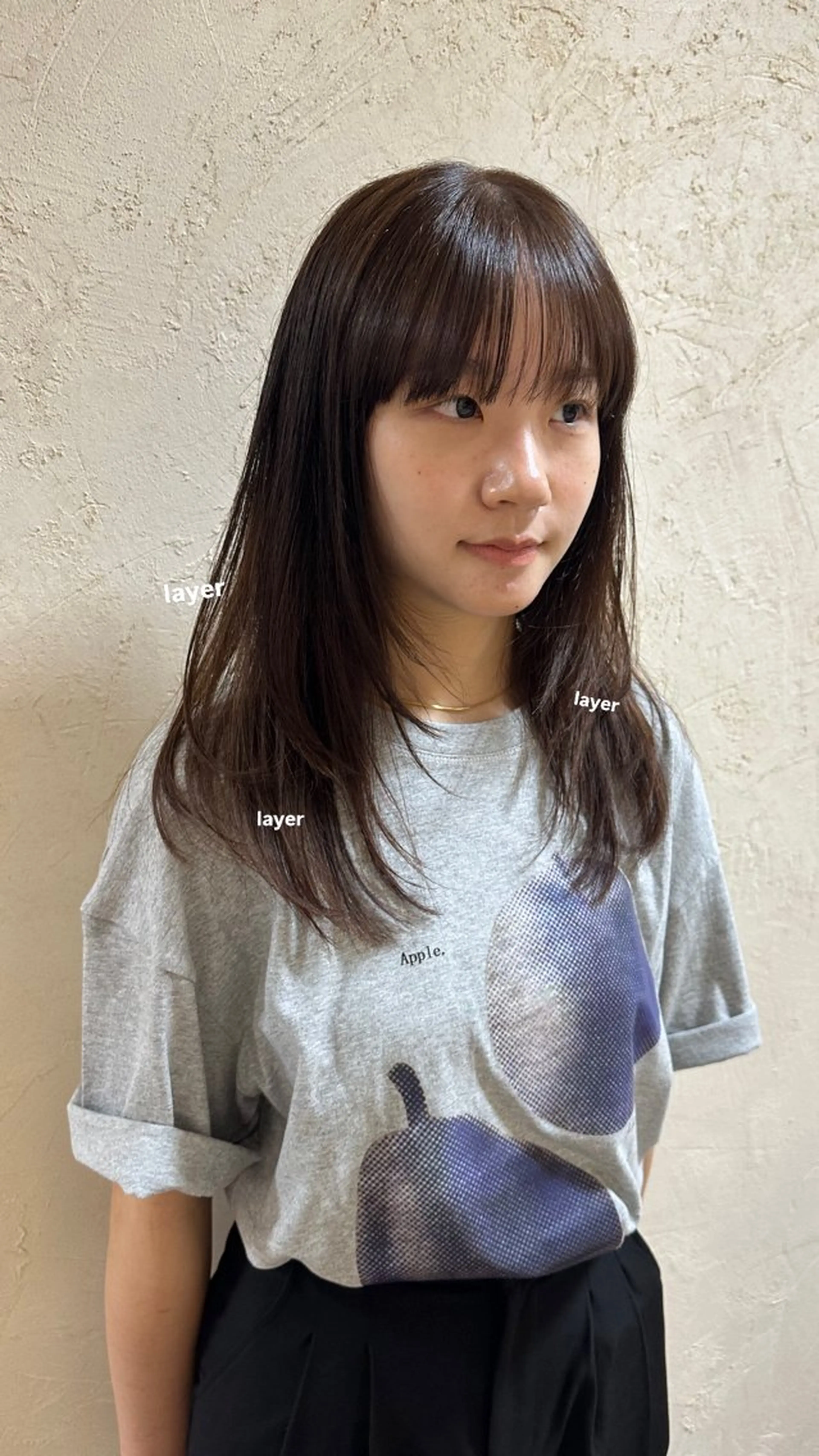 ミディアム カラー カット ヘアカラー トリートメント v-lab studio所属・韓国レイヤーカット/ 艶カラー/ noaのヘアスタイル