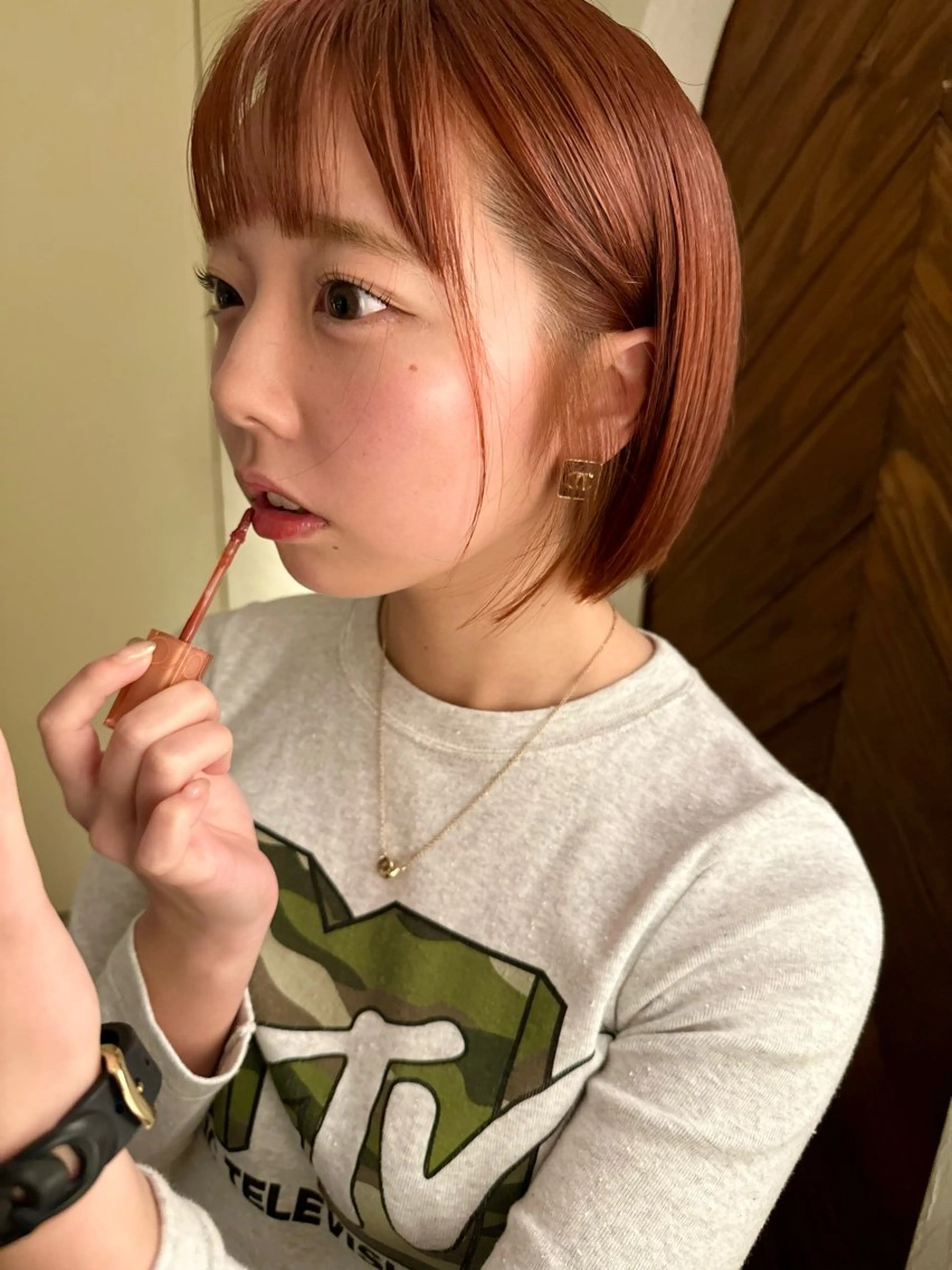 ミディアム カラー カット ヘアカラー トリートメント ヘアセット 🤎ono/ 切りっぱなしボブ🤎のヘアスタイル