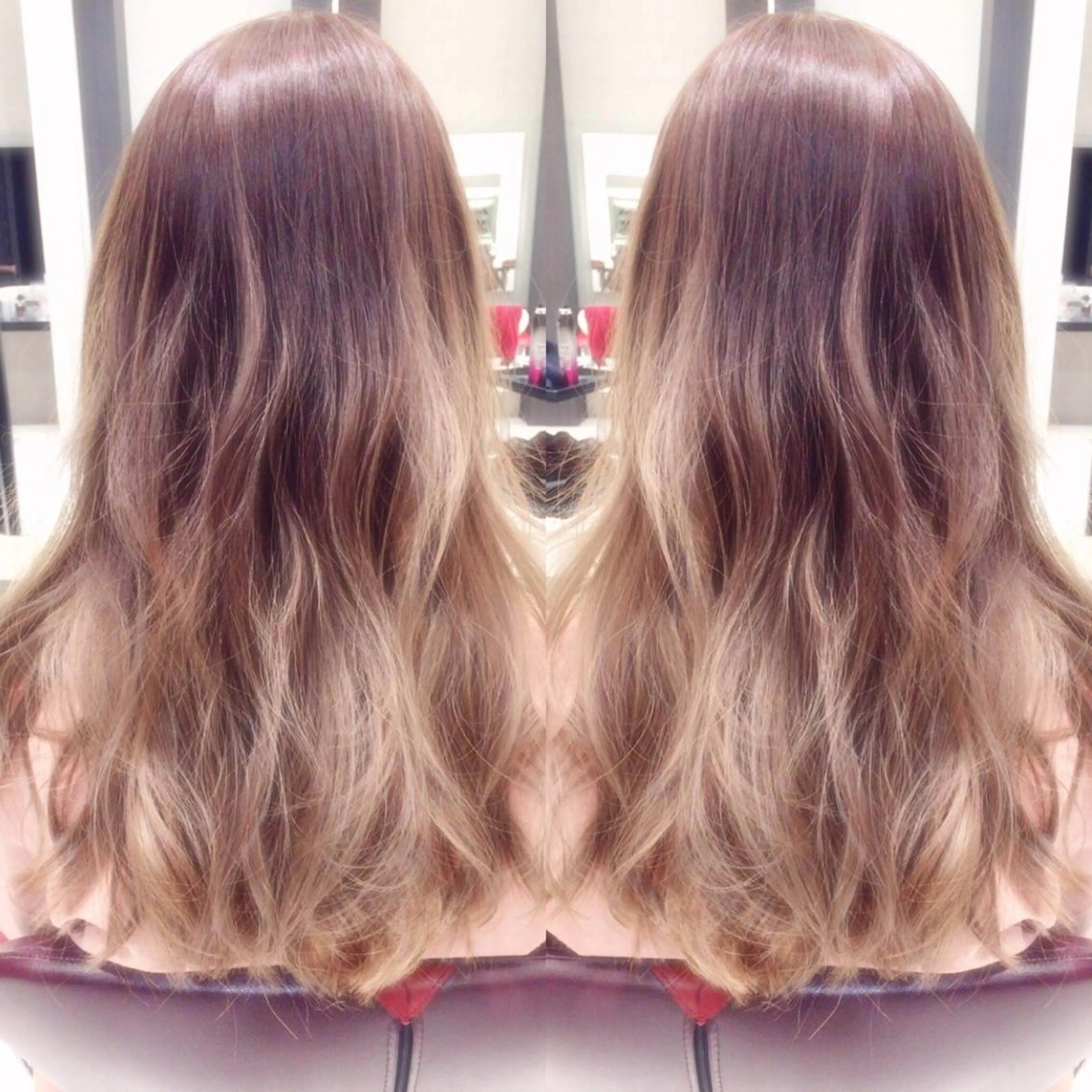 セミロング カラー アッシュ グラデーションカラー ミルクティーアッシュ 河上 雅俊のヘアスタイル