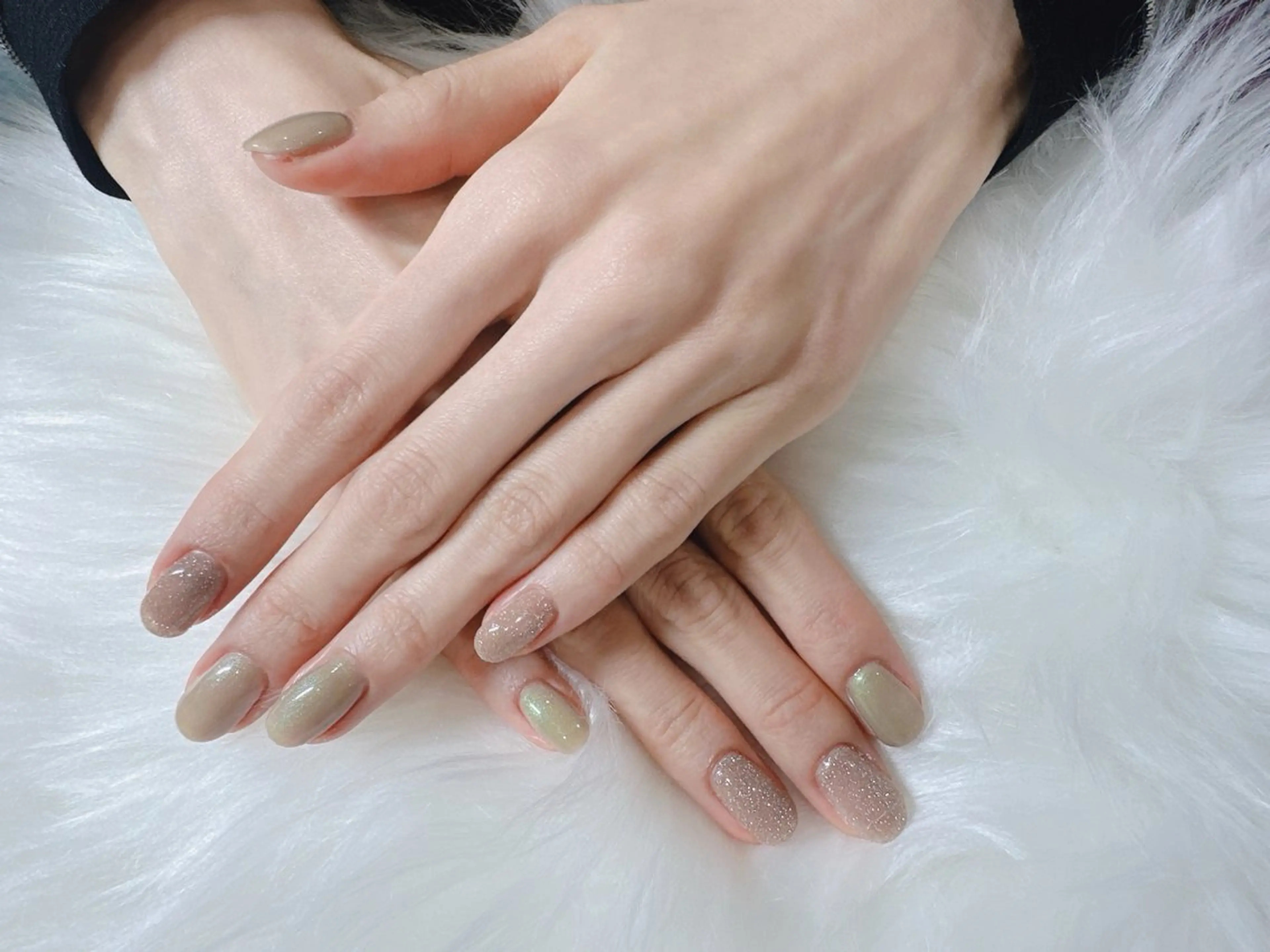 ネイル ブラウン グリーン ラメ(グリッター) マグネットネイル Nail & Personalcolor Ring所属・⭐️Chiharu ⭐️のネイルデザイン