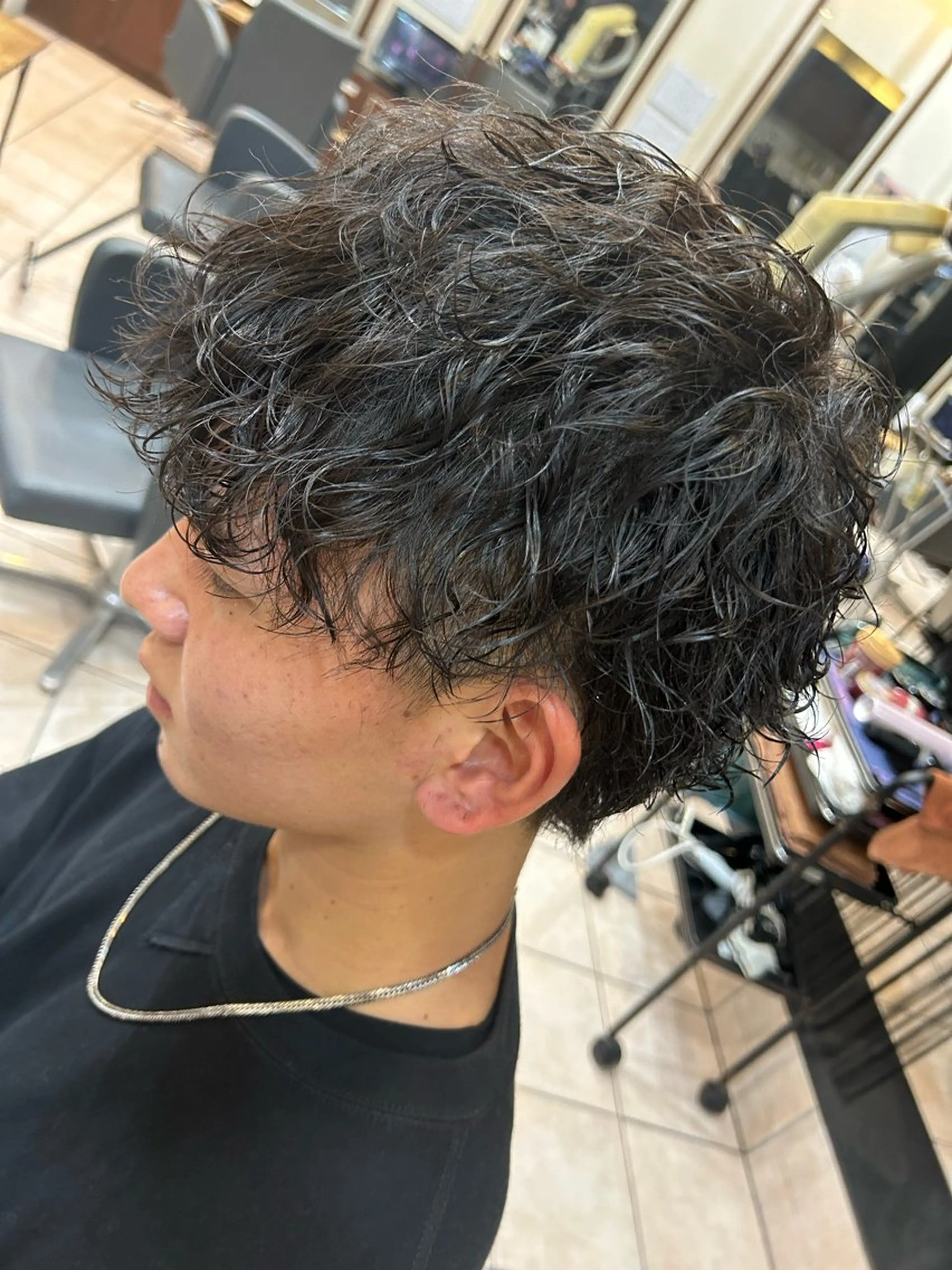 ミディアム パーマ メンズ 大阪/梅田/シャドウ パーマ/ノボリユウタのヘアスタイル