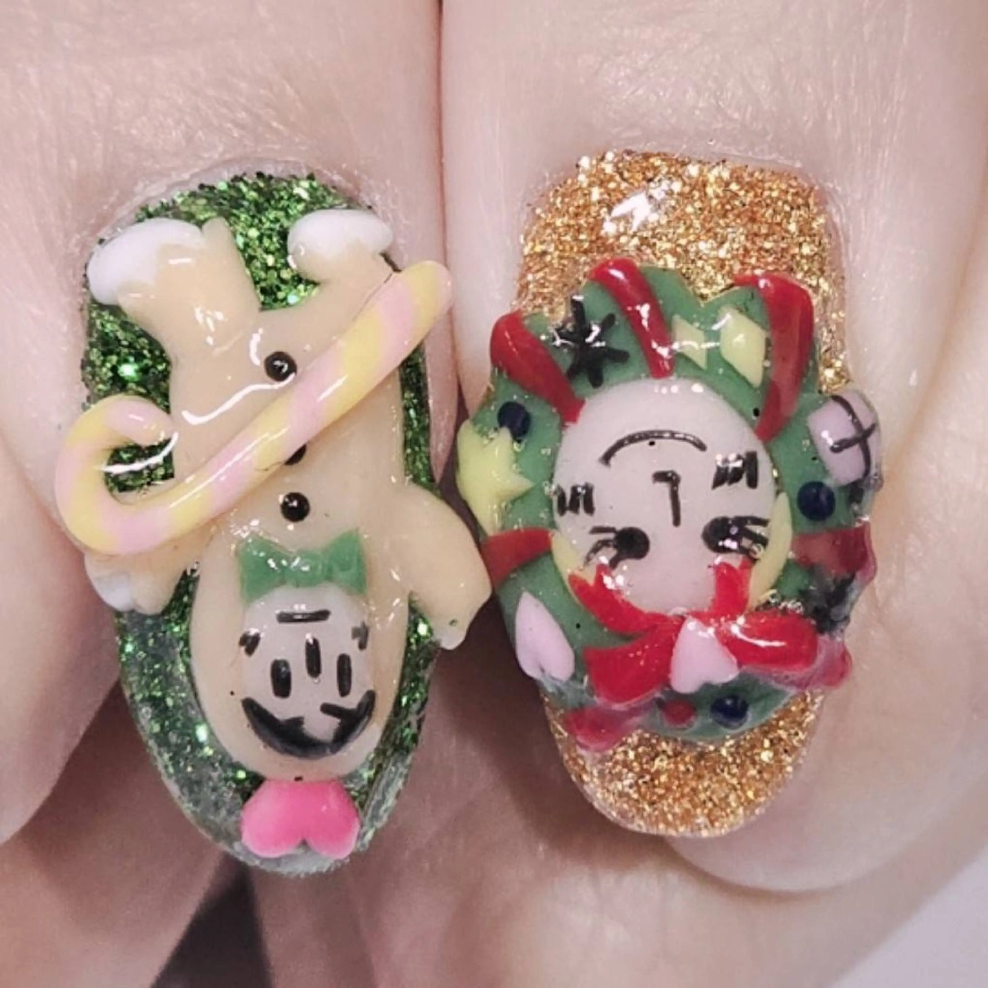 ネイル アートネイル ラメ(グリッター) 持ち込み 冬ネイル クリスマス ハンドネイル よしだ ひろきのネイルデザイン