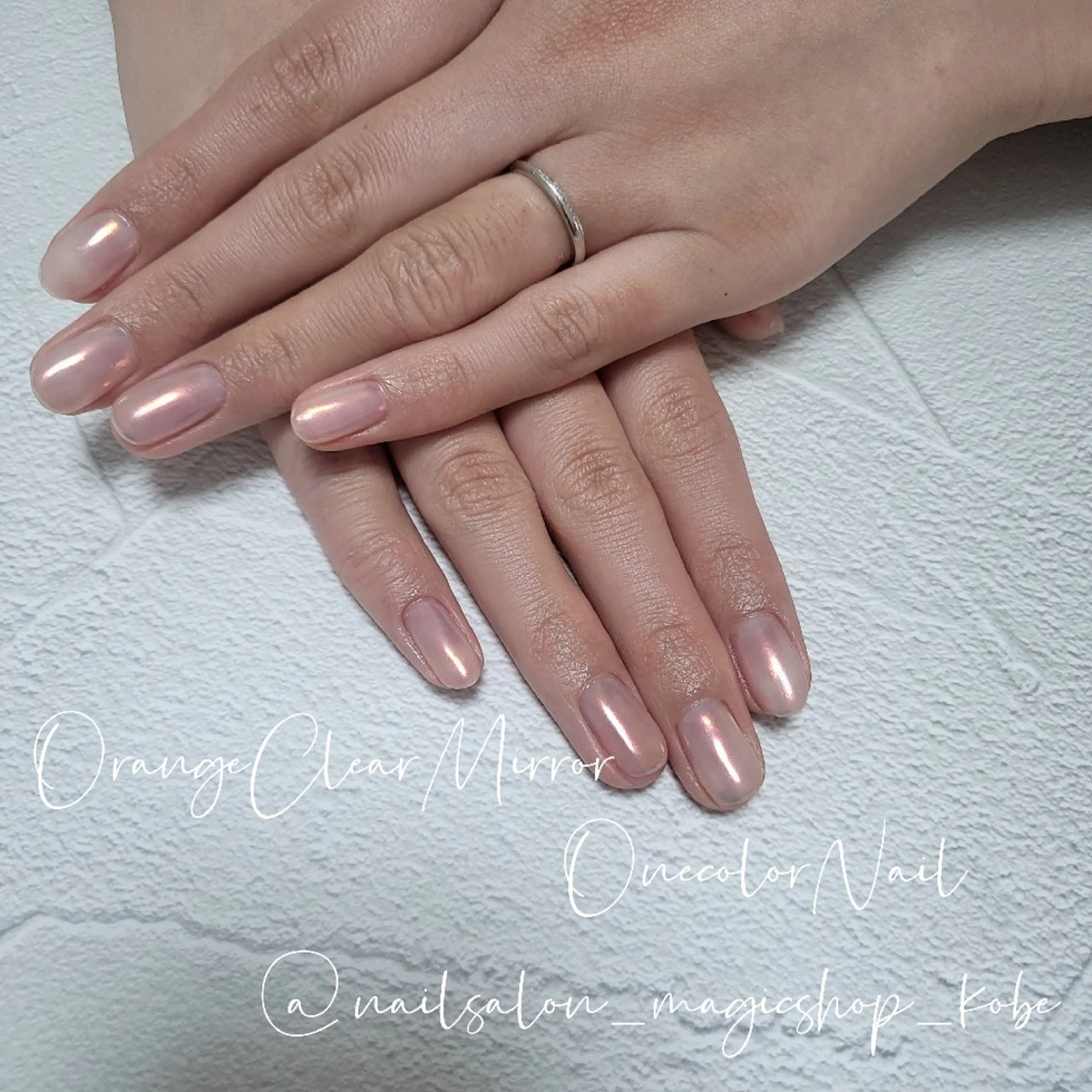 ネイル クリアネイル ジェルネイル ミラーネイル ワンカラーネイル オレンジ ハンドネイル Nailsalon MagicShopのネイルデザイン