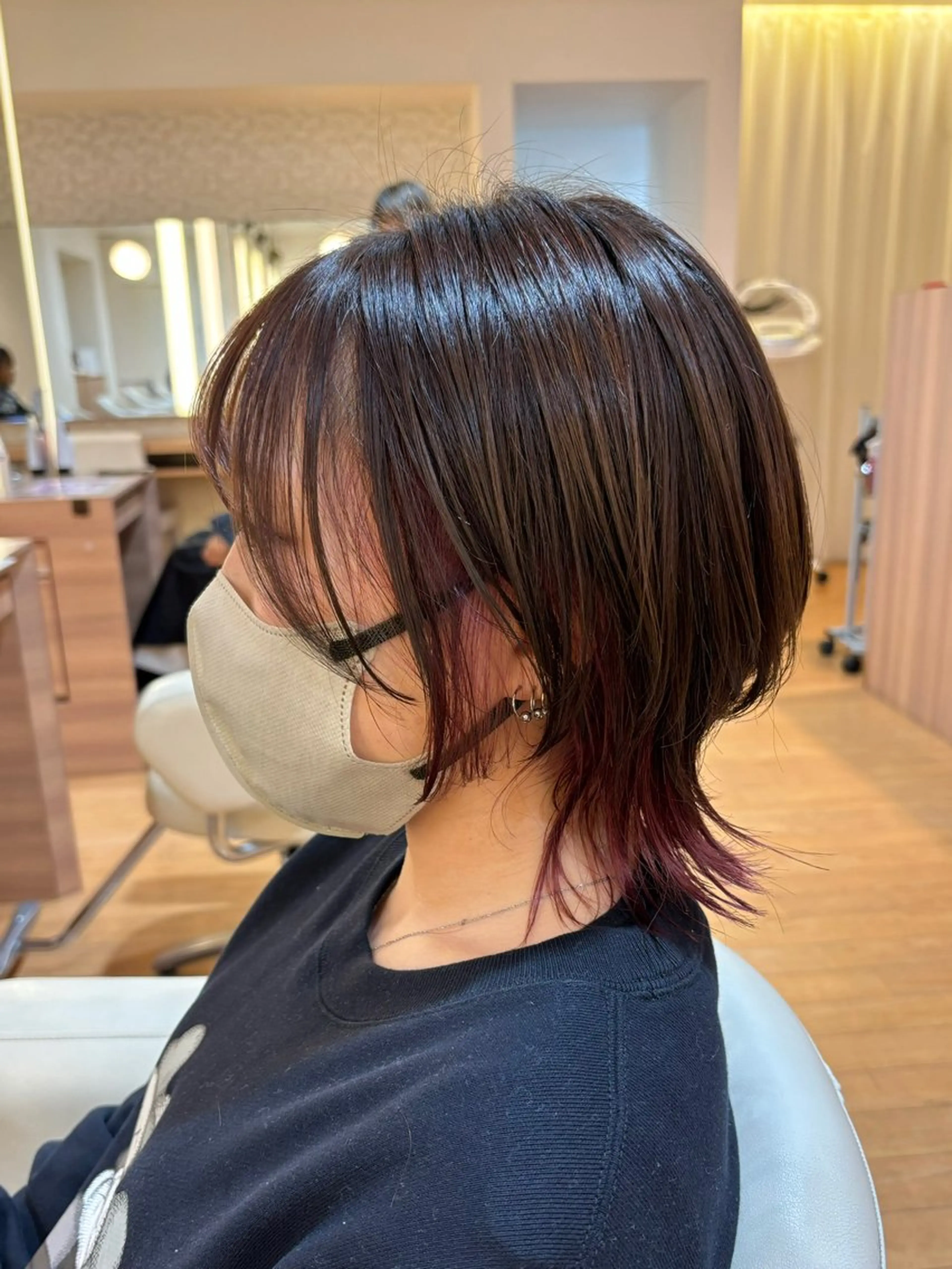 ミディアム カラー レイヤー/メンズ 奥野恭平のヘアスタイル