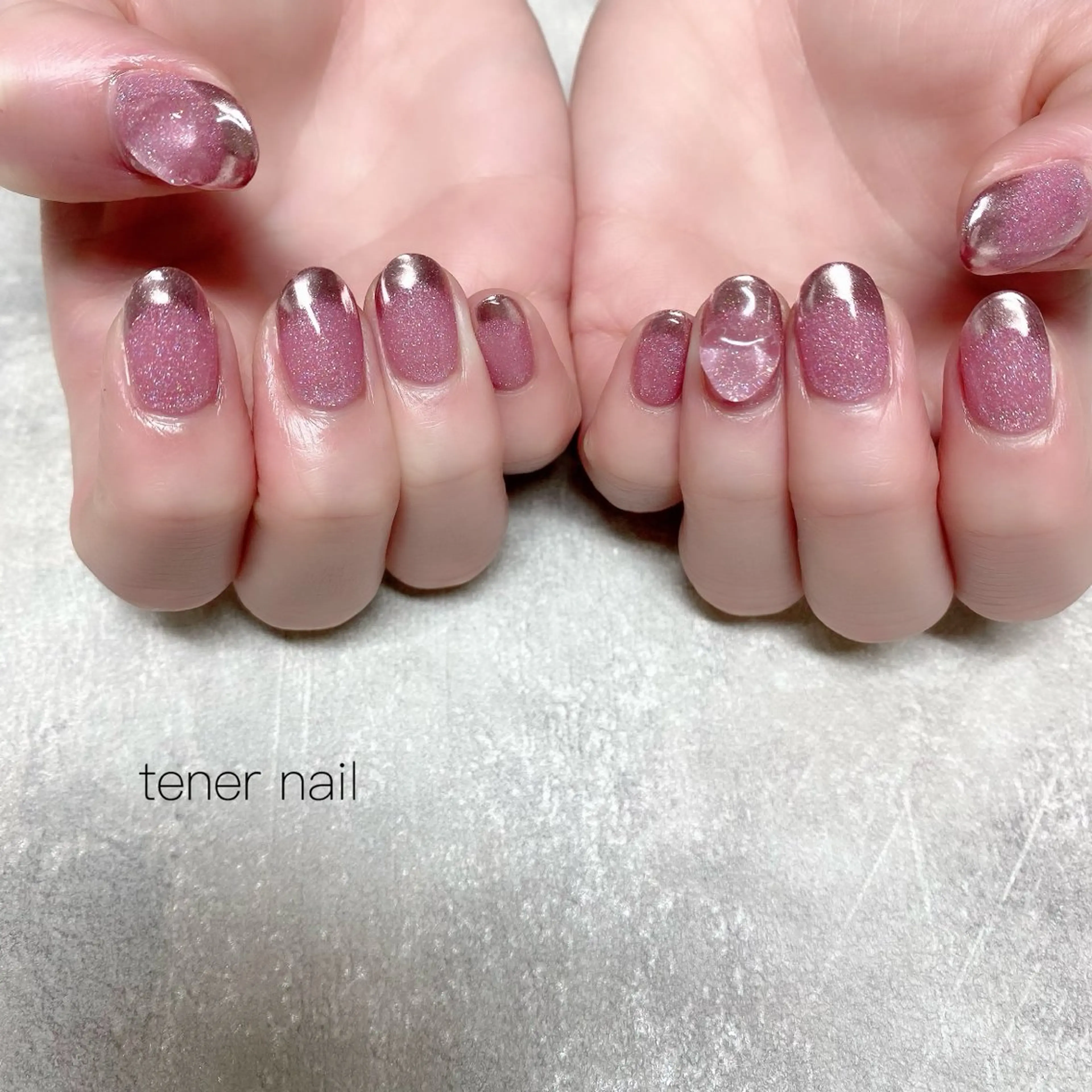 ネイル フレンチネイル ハート ミラーネイル ピンク ぷっくりネイル ハンドネイル tener  nail  テネルネイル所属・テネルネイル tener nailのネイルデザイン