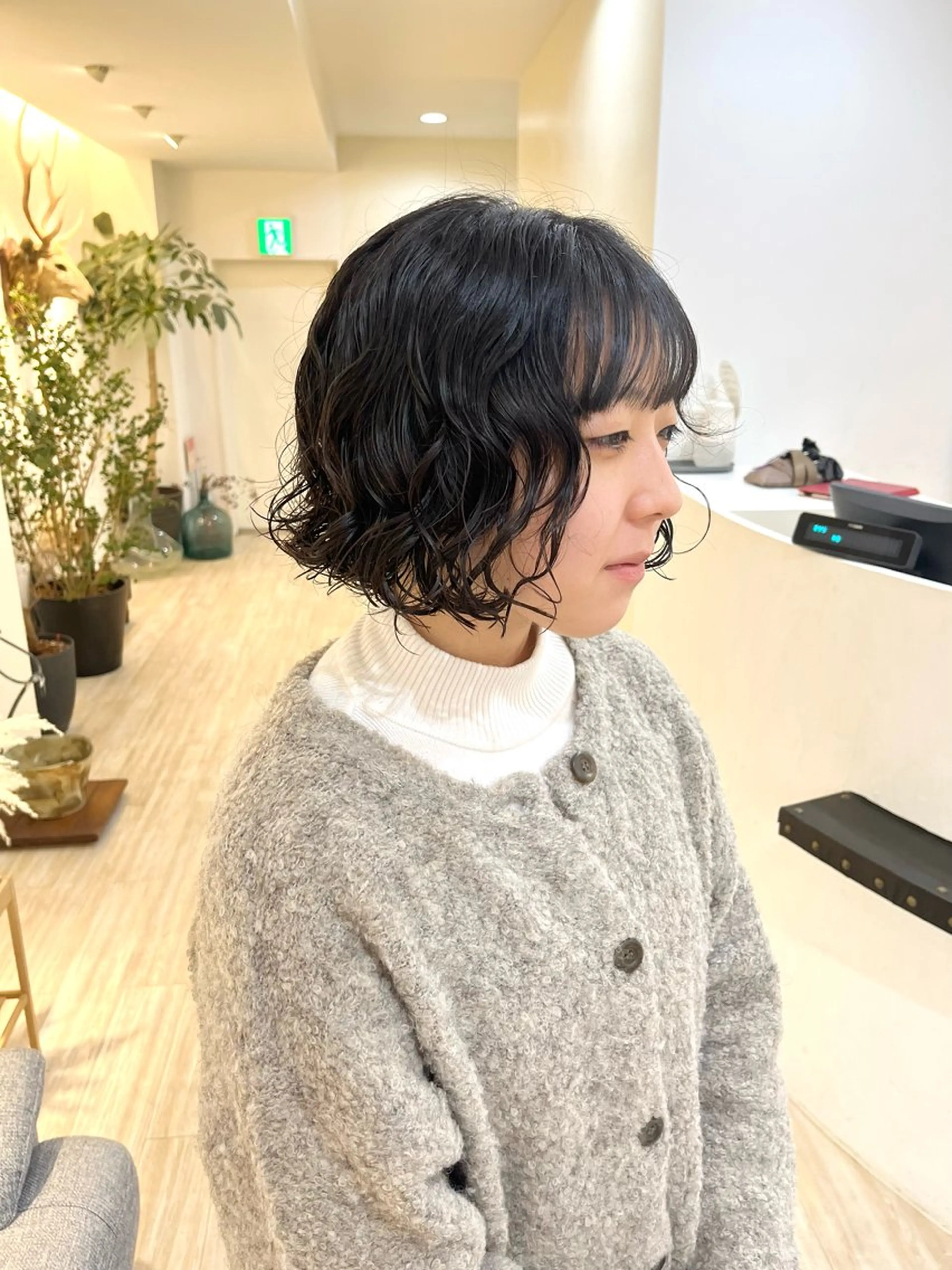 ショート パーマ カット パーマ トリートメント つぼみ/パーマ ／レイヤー／ボブのヘアスタイル