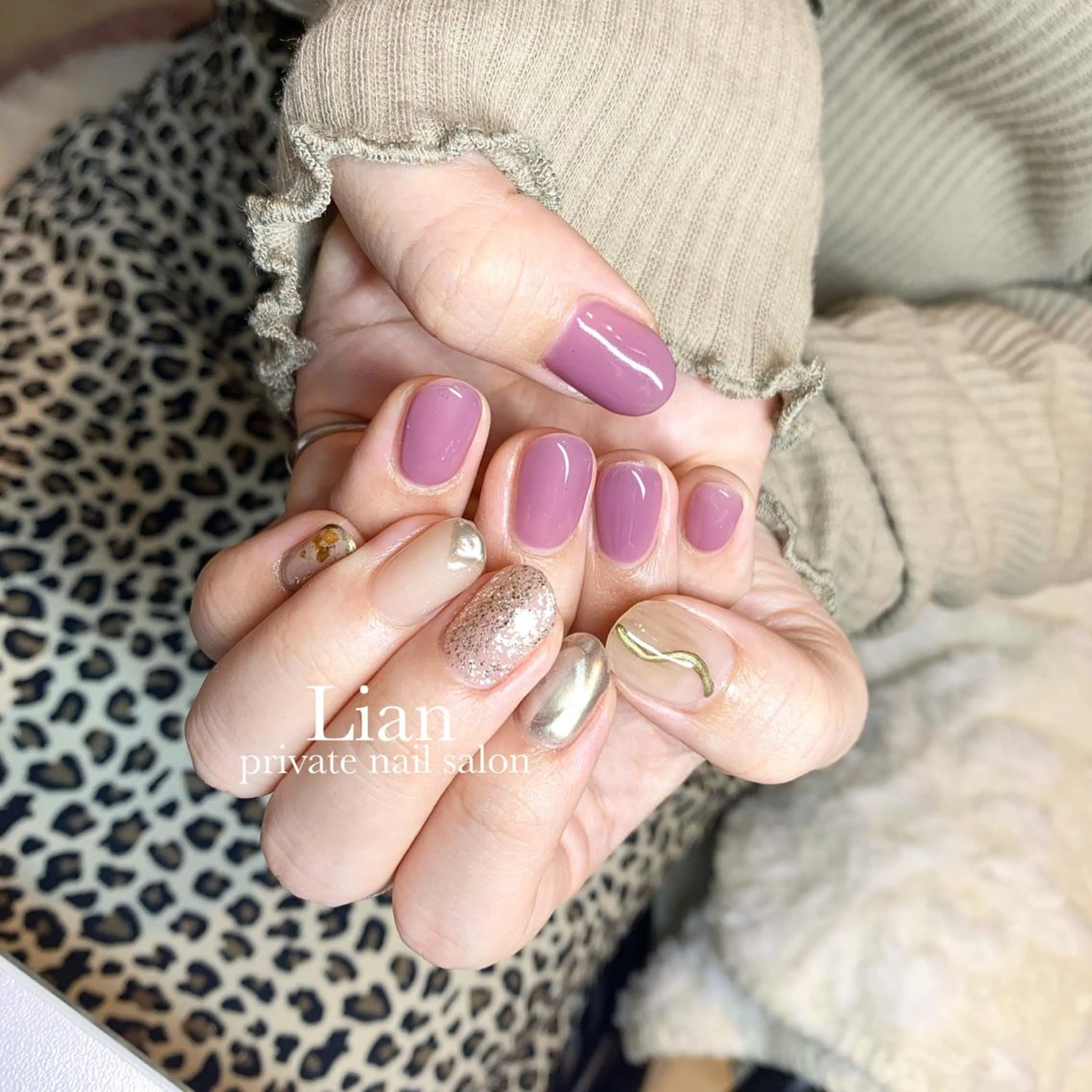 ネイル キラキラネイル ニュアンスネイル パープル nailsalon Lenoaのネイルデザイン