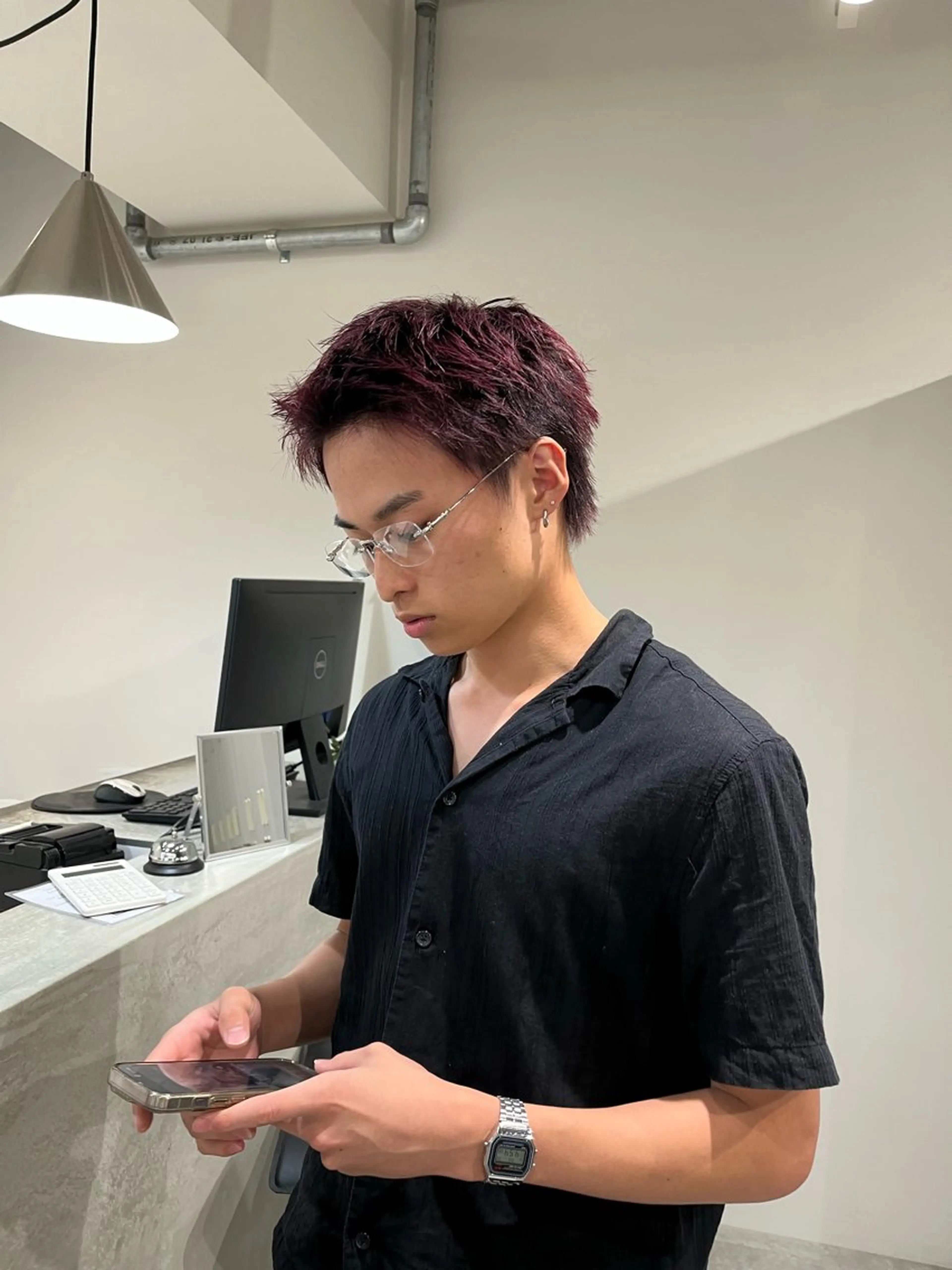 メンズ オールバック アップバング センターパート フェードカット マンバンヘア カット ヘアカラー 西岡 あつみ/ 堀江美容室のヘアスタイル