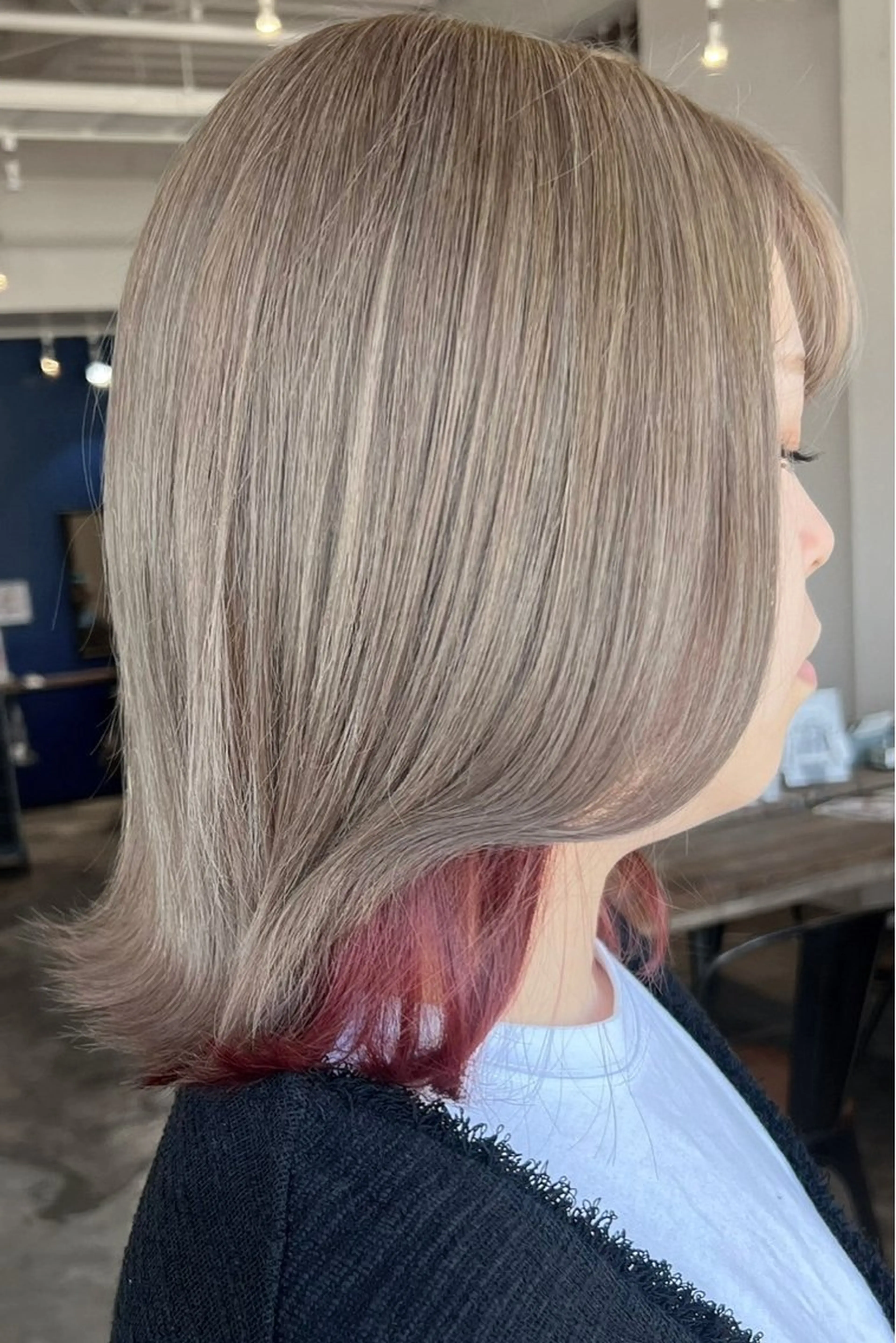 ミディアム カラー カット ヘアカラー トリートメント 岸下 理緒のヘアスタイル