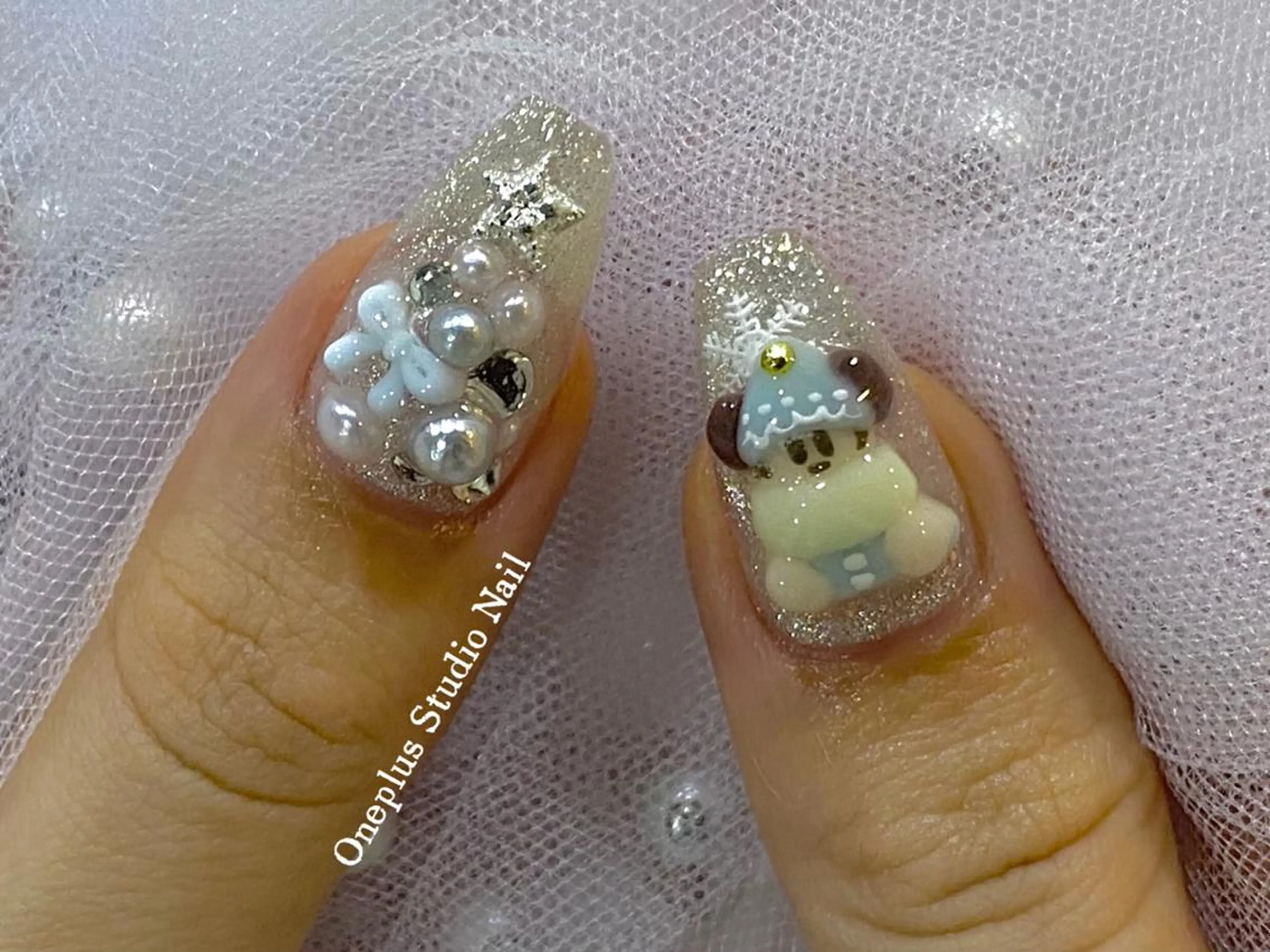 ネイル アニマル柄 ボルドー ブラウン フレンチネイル マグネットネイル haruka 🧸のネイルデザイン