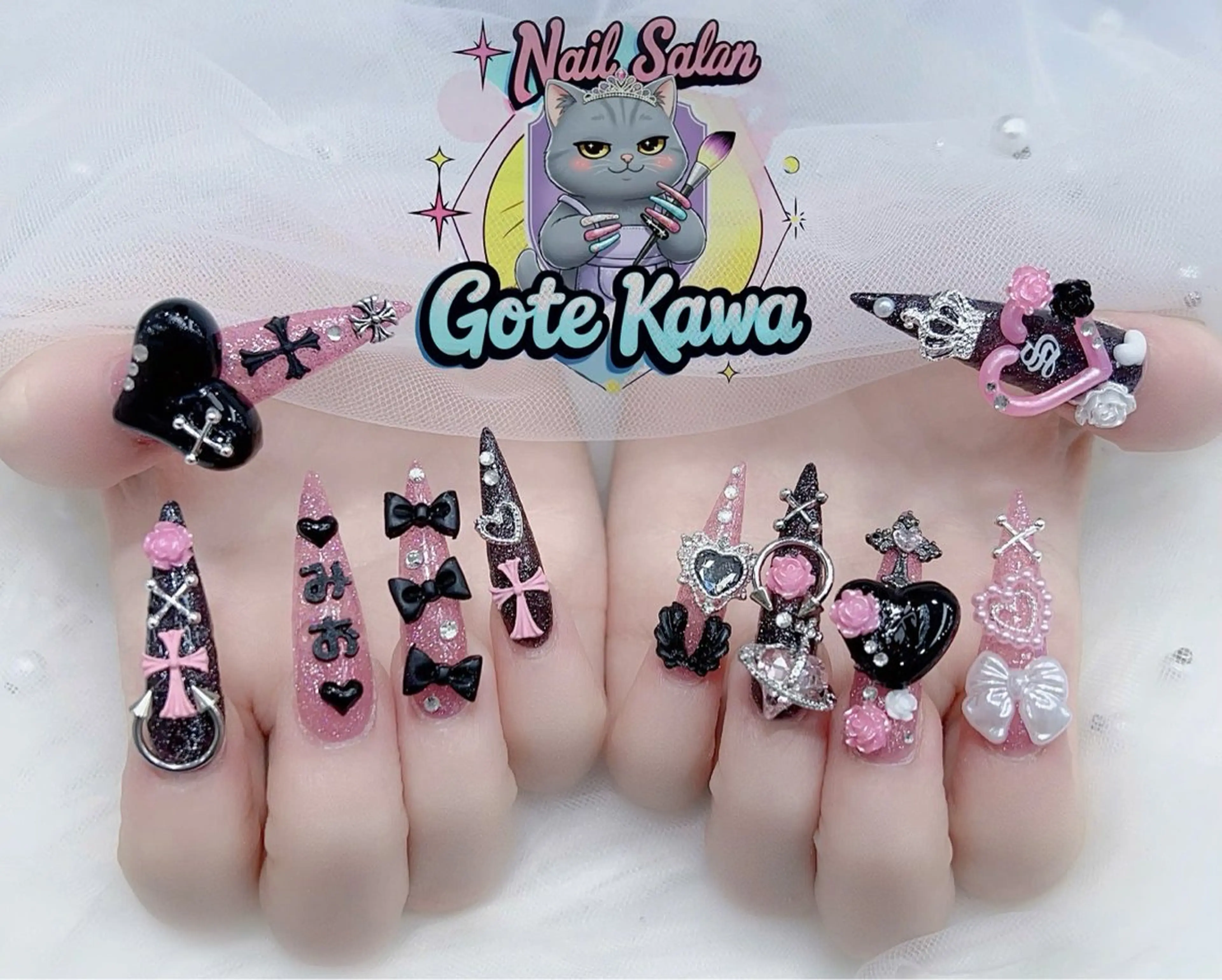 ネイル アートネイル キラキラネイル スカルプネイル ハンドネイル ハンドケア GOTE KAWA Nail Salon(ゴテかわ)所属・Gote Kawa nail salonのネイルデザイン