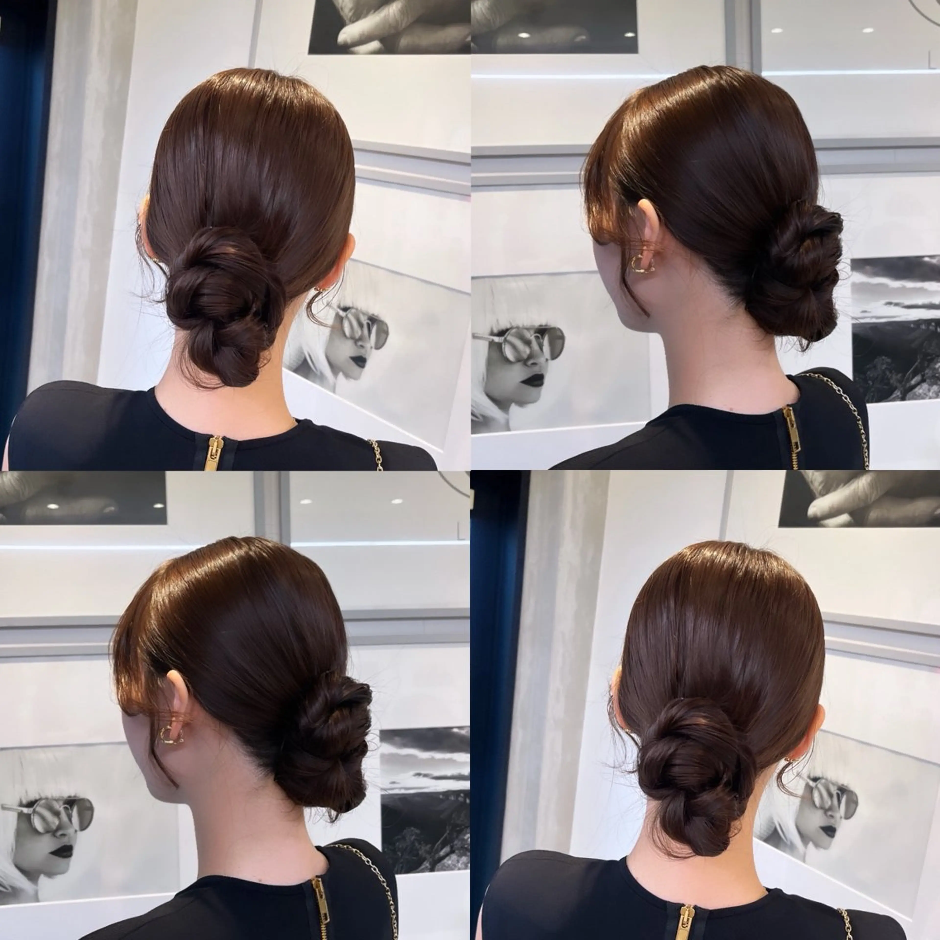 カラー ヘアアレンジ お団子ヘア 結婚式・ブライダル ヘアカラー ヘアセット カジュアルを女っぽく 𝗮𝘆𝗮𝗰𝗼のヘアスタイル