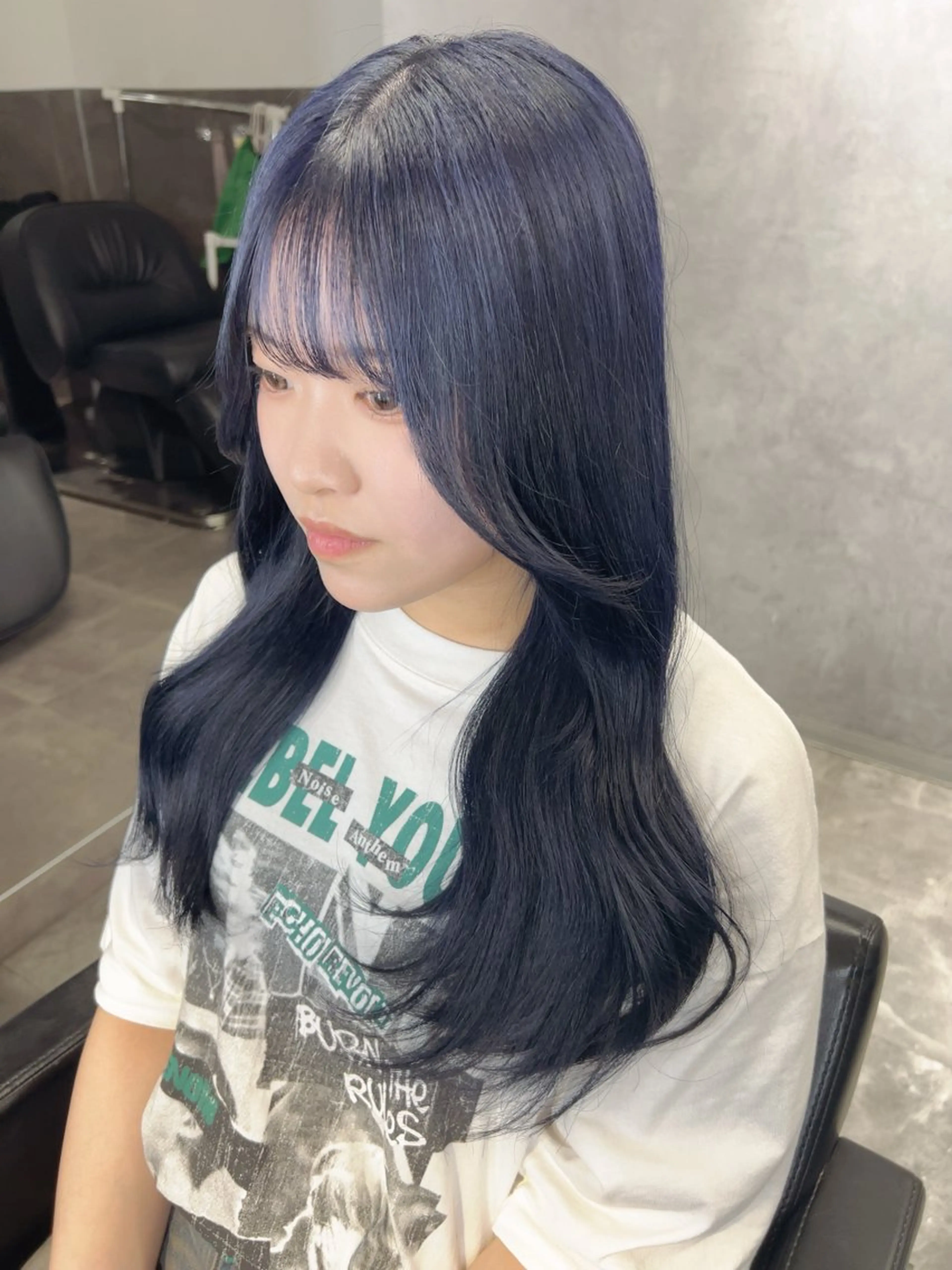 ロング カラー ブルーカラー ネイビーカラー 顔周りカット ヘアカラー 透明感/レイヤー 🇰🇷tomonaのヘアスタイル