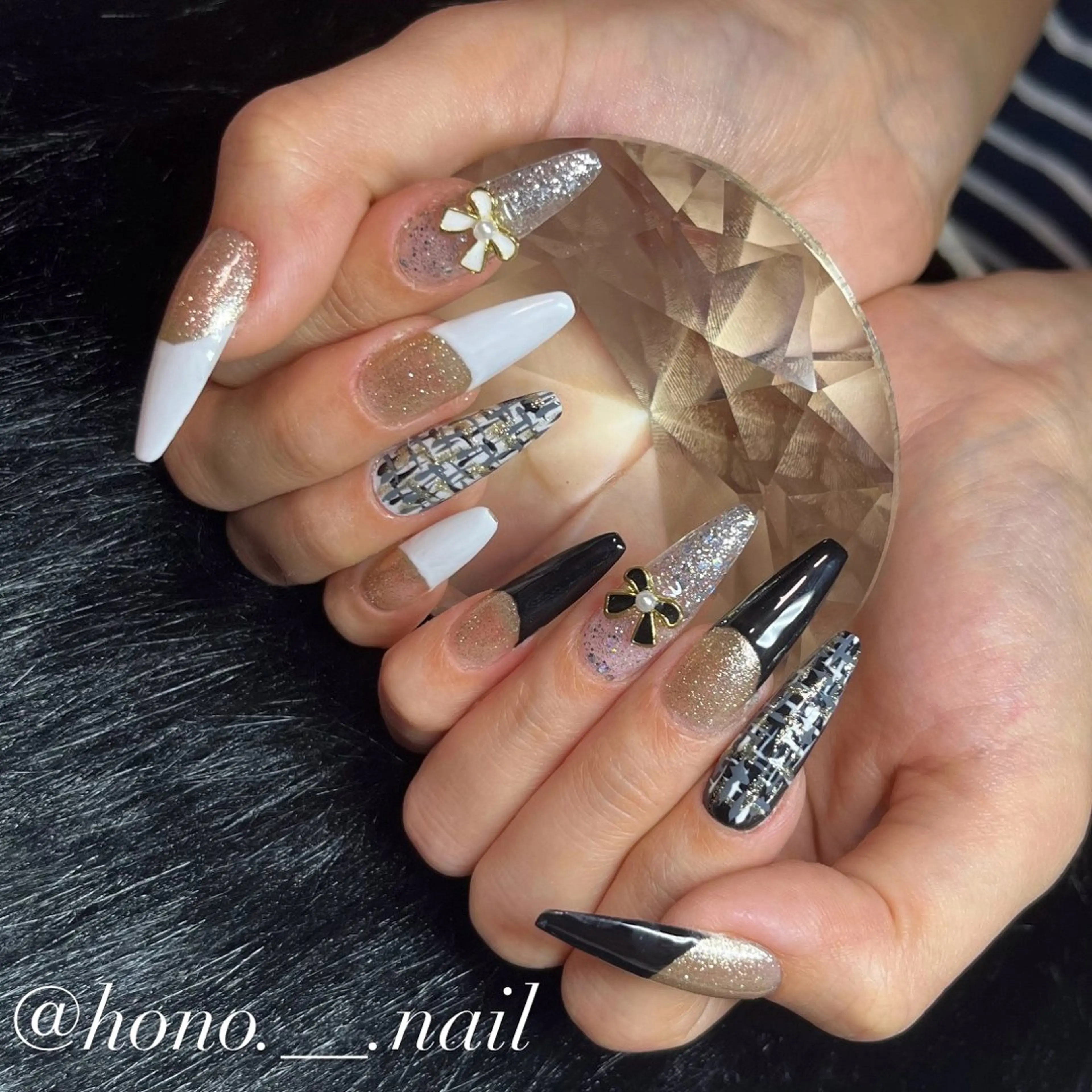 ネイル アートネイル ストーンネイル HONO NAIL 清田区のネイルデザイン