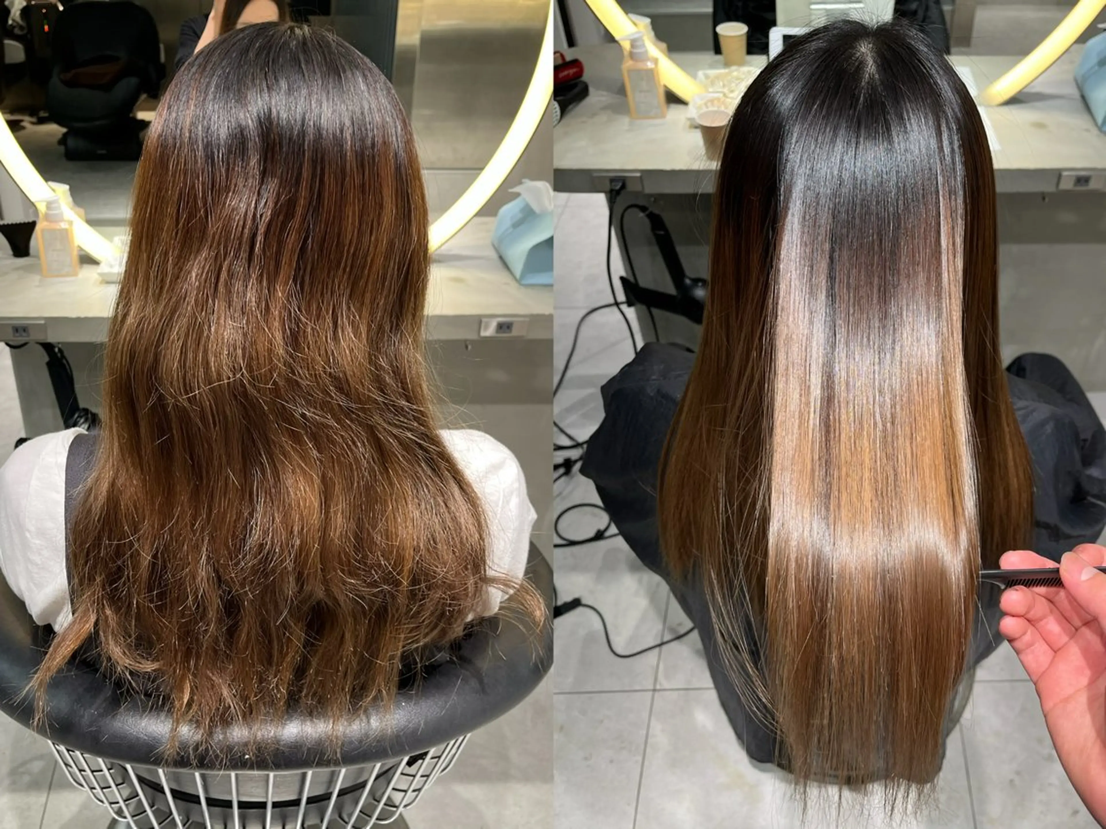 ロング カラー パーマ 縮毛矯正 レイヤー/髪質改善 /くびれショート加納のヘアスタイル