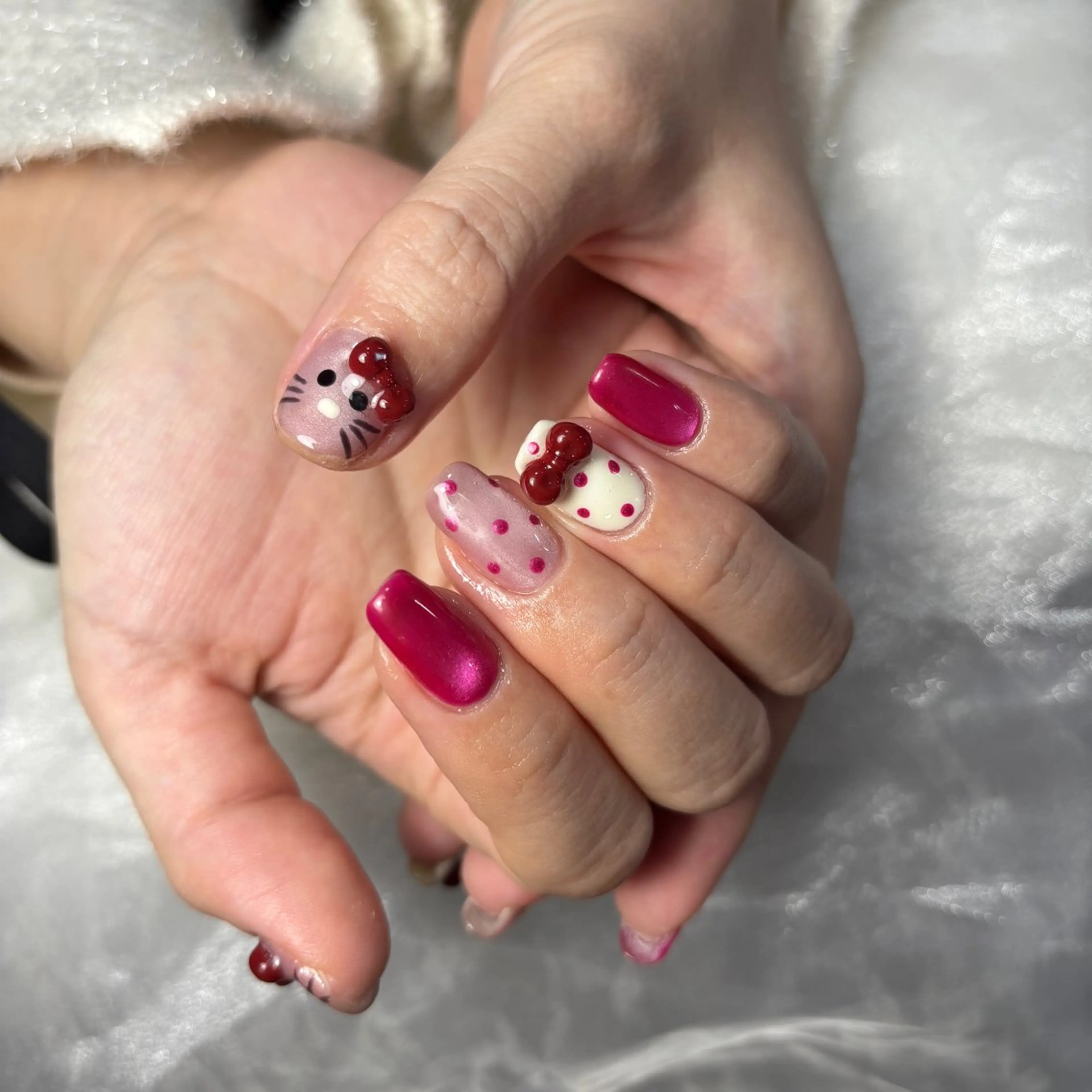 ネイル マグネットネイル ピンク ハンドネイル XIINH NAIL SALONのネイルデザイン