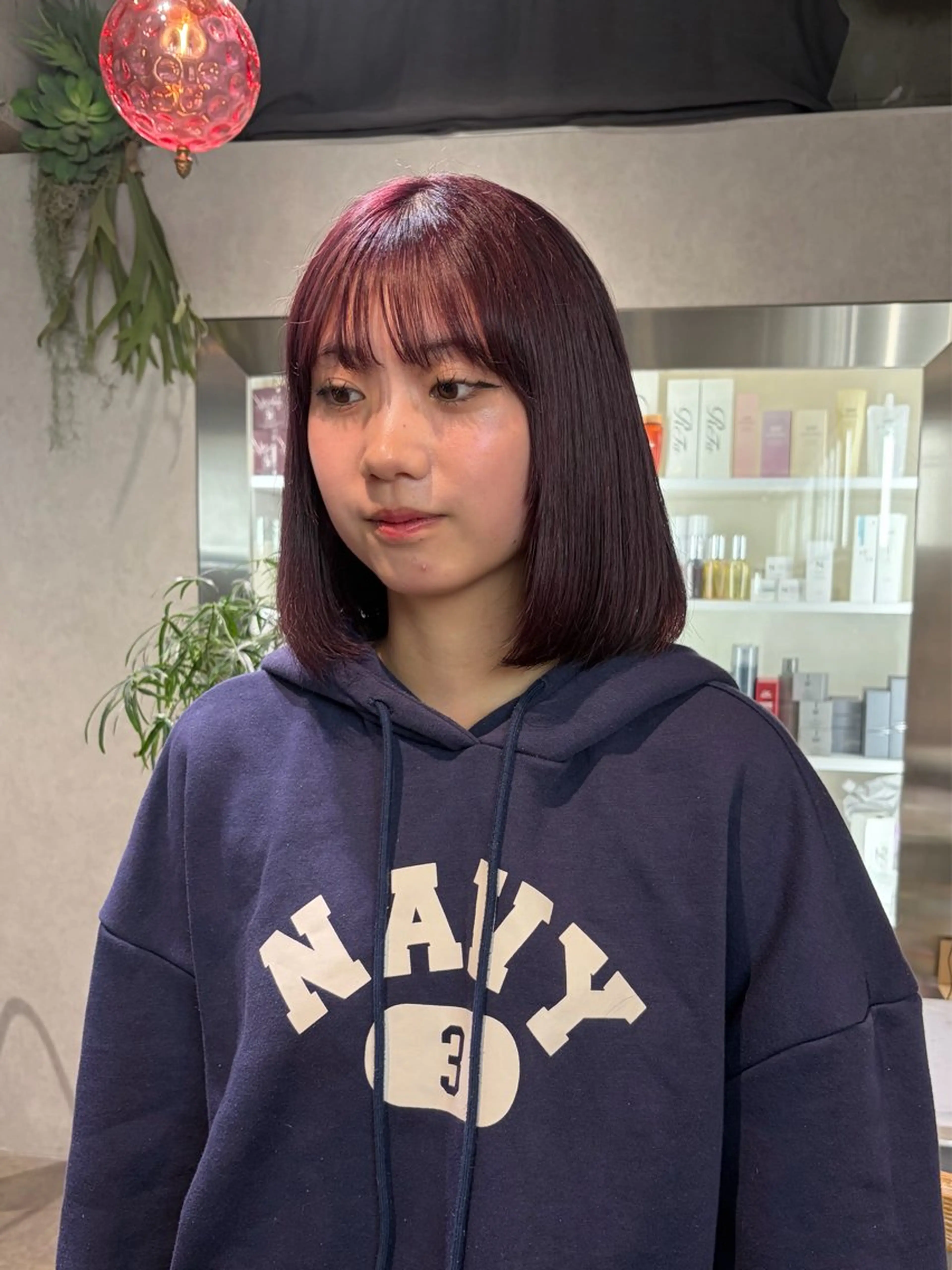 ミディアム カラー ヘアカラー 派手髪ハイトーン💛 ネイル💅まりなのヘアスタイル